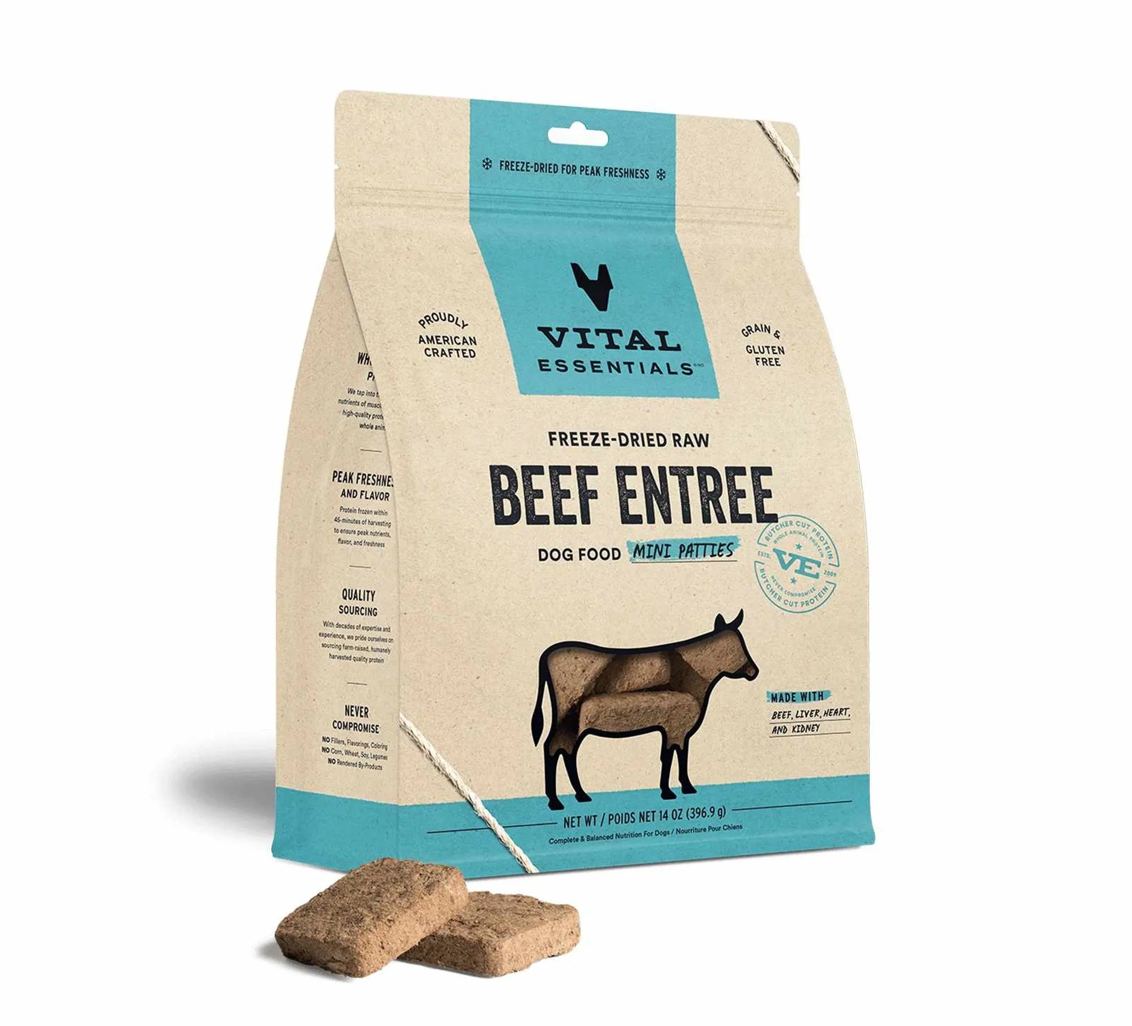 Vital Essentials® Freeze-Dried Raw Beef Mini Patties – 14 oz