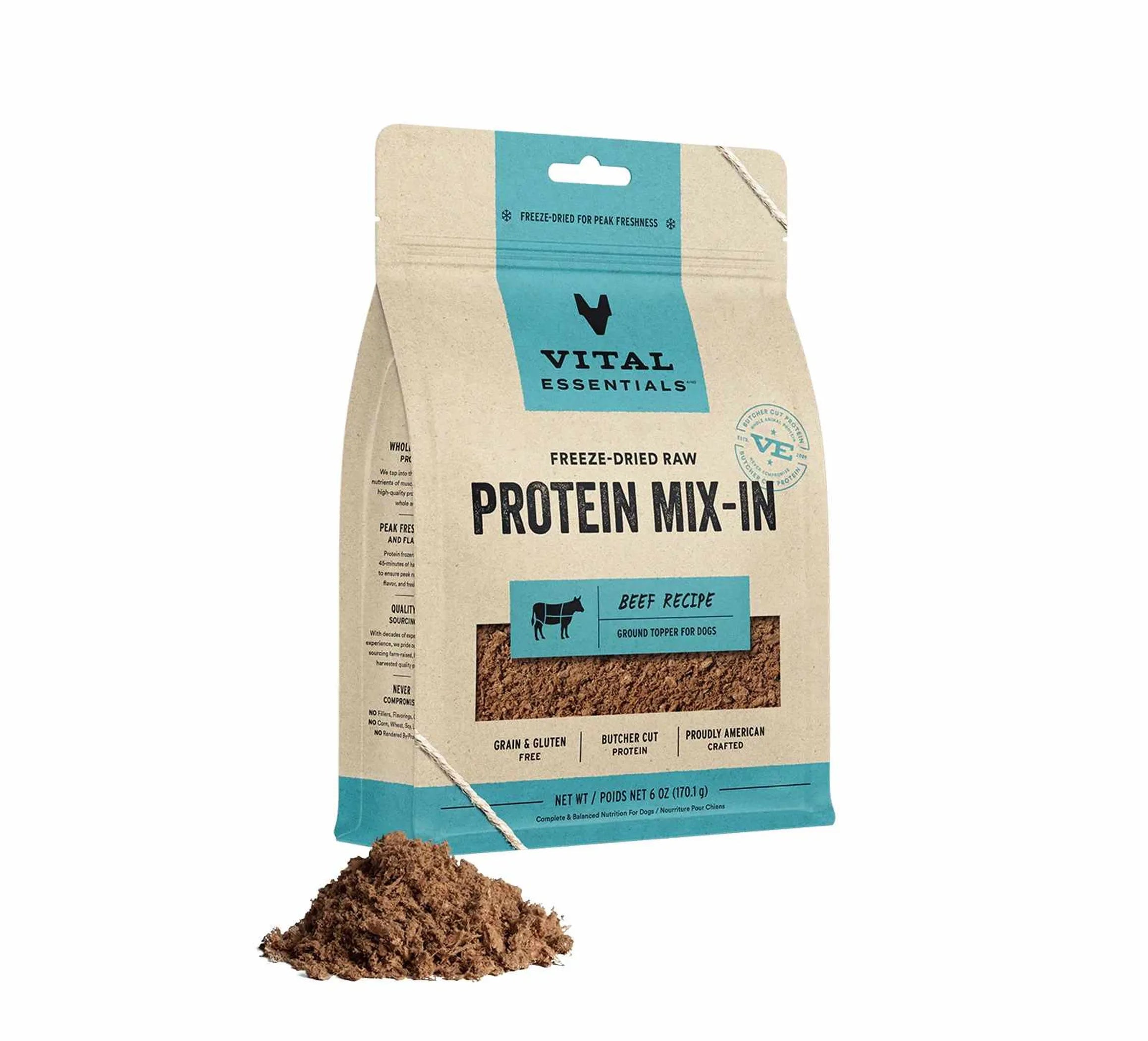 Vital Essentials® Freeze-Dried Raw Beef Protein Mix-In Ground Topper for Dogs