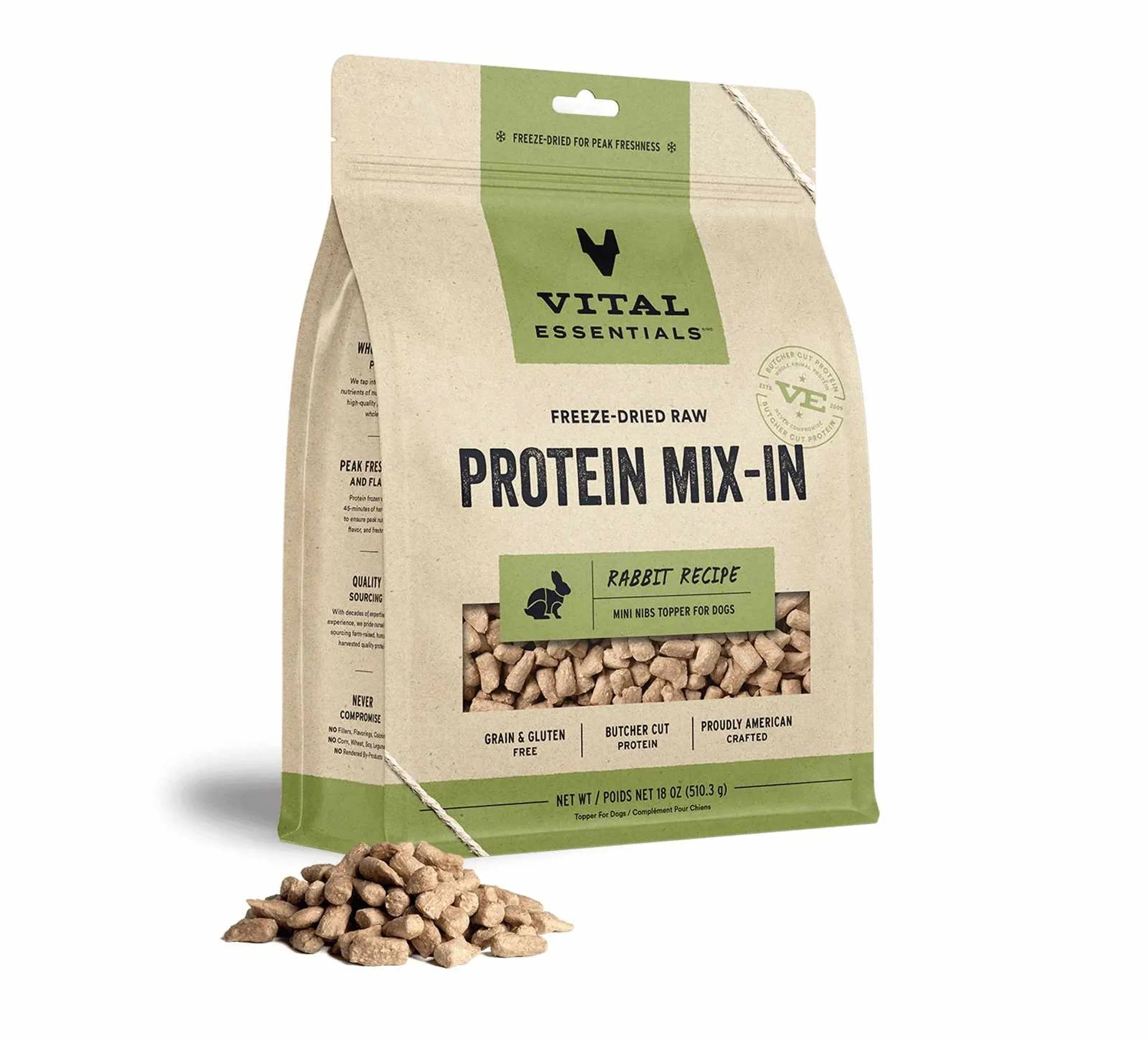 Vital Essentials® Freeze-Dried Raw Rabbit Protein Mix-In Meal Topper for Dogs