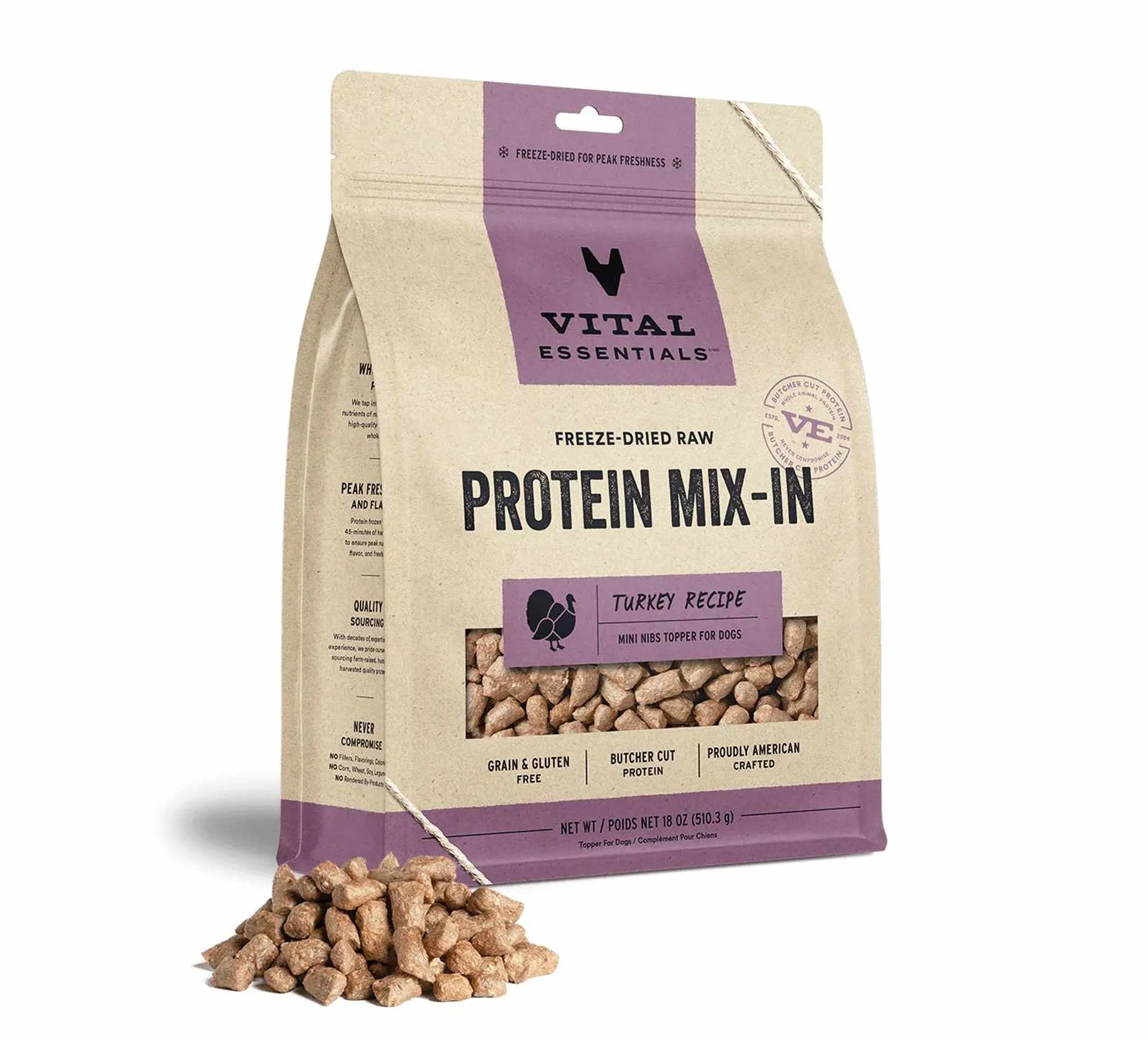 Vital Essentials® Freeze-Dried Raw Turkey Protein Mix-In Meal Topper for Dogs