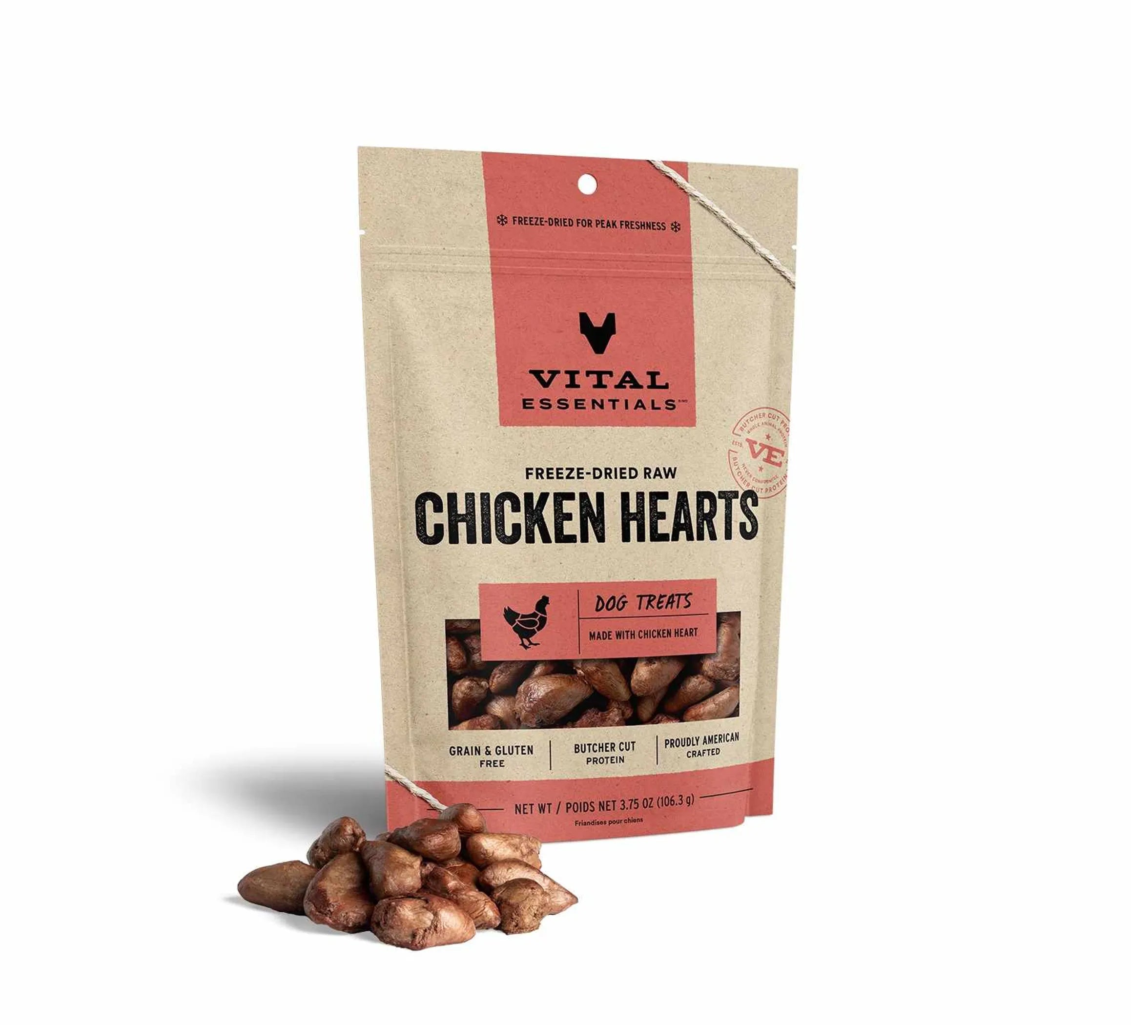 Vital Essentials® Freeze-Dried Chicken Hearts Dog Treats