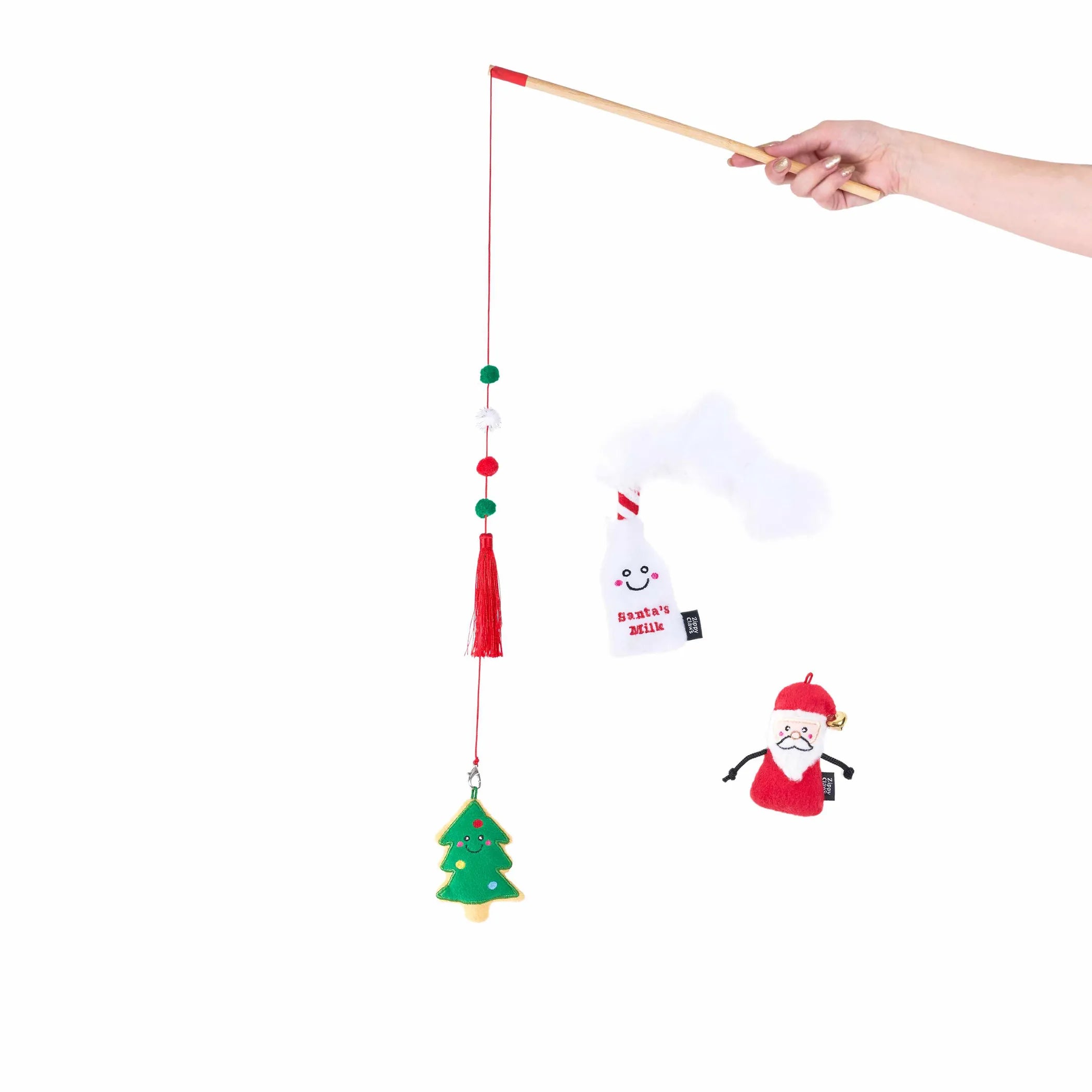 ZippyClaws Holiday ZippyStick Santa with Cookies & Milk