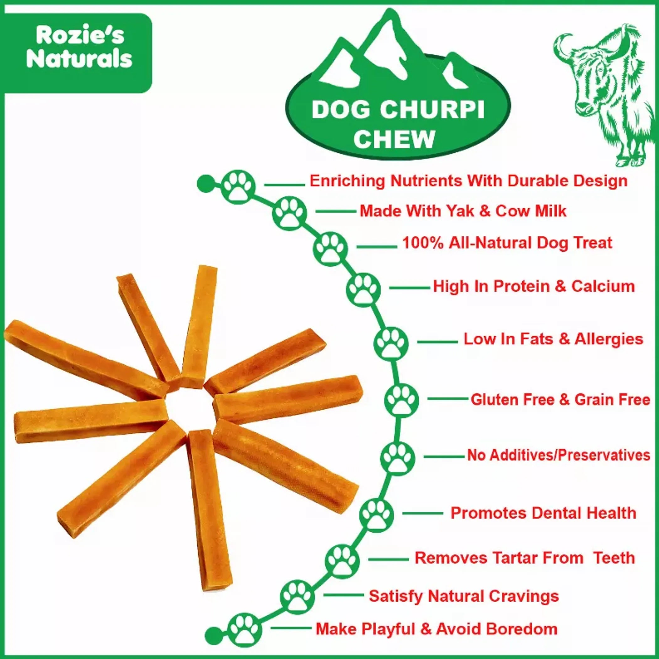 Rosie's Naturals Dog Churpi Chew – Himalayan Yak Milk Dog Treat
