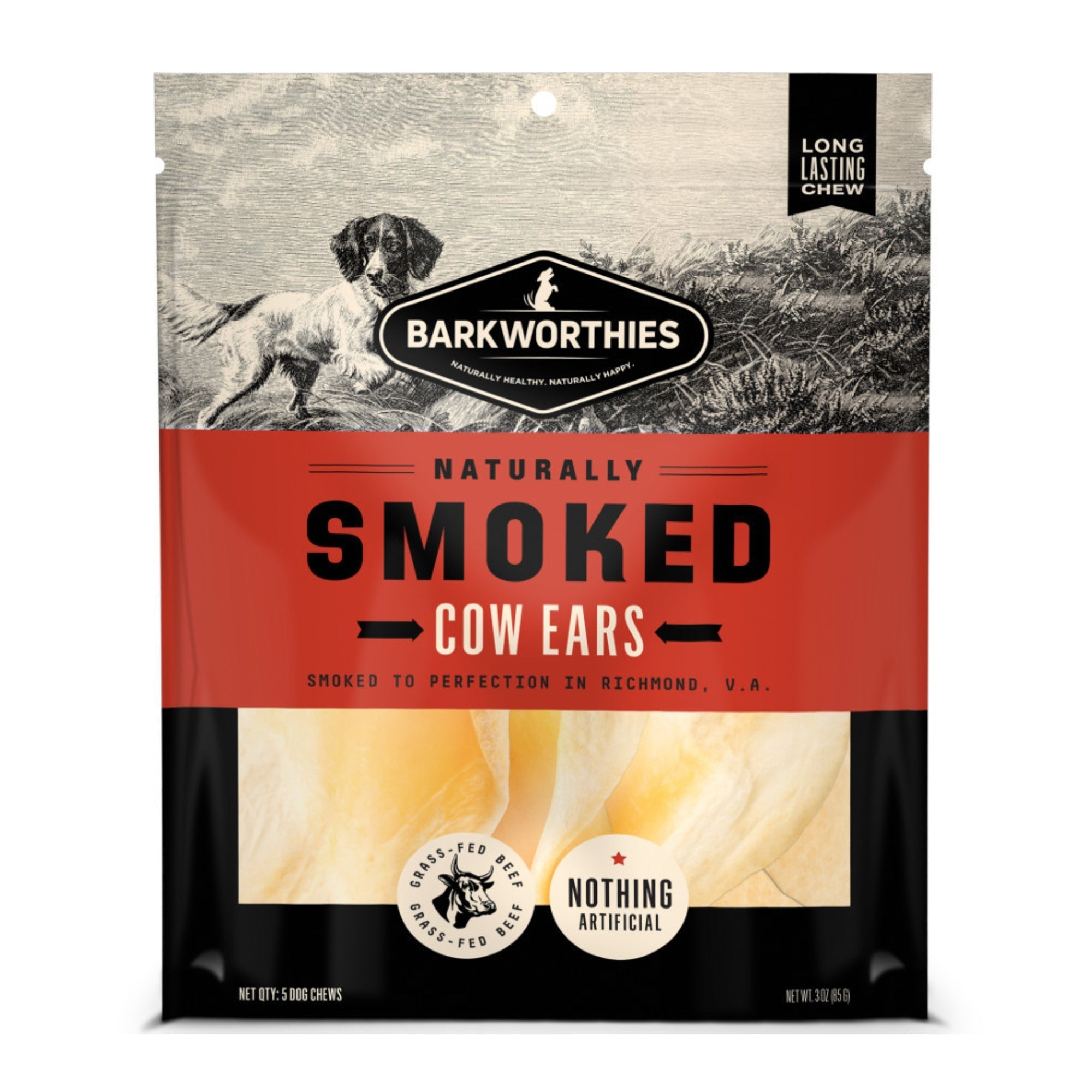 Barkworthies Smoked Cow Ear Dog Treat 1ea/5 ct