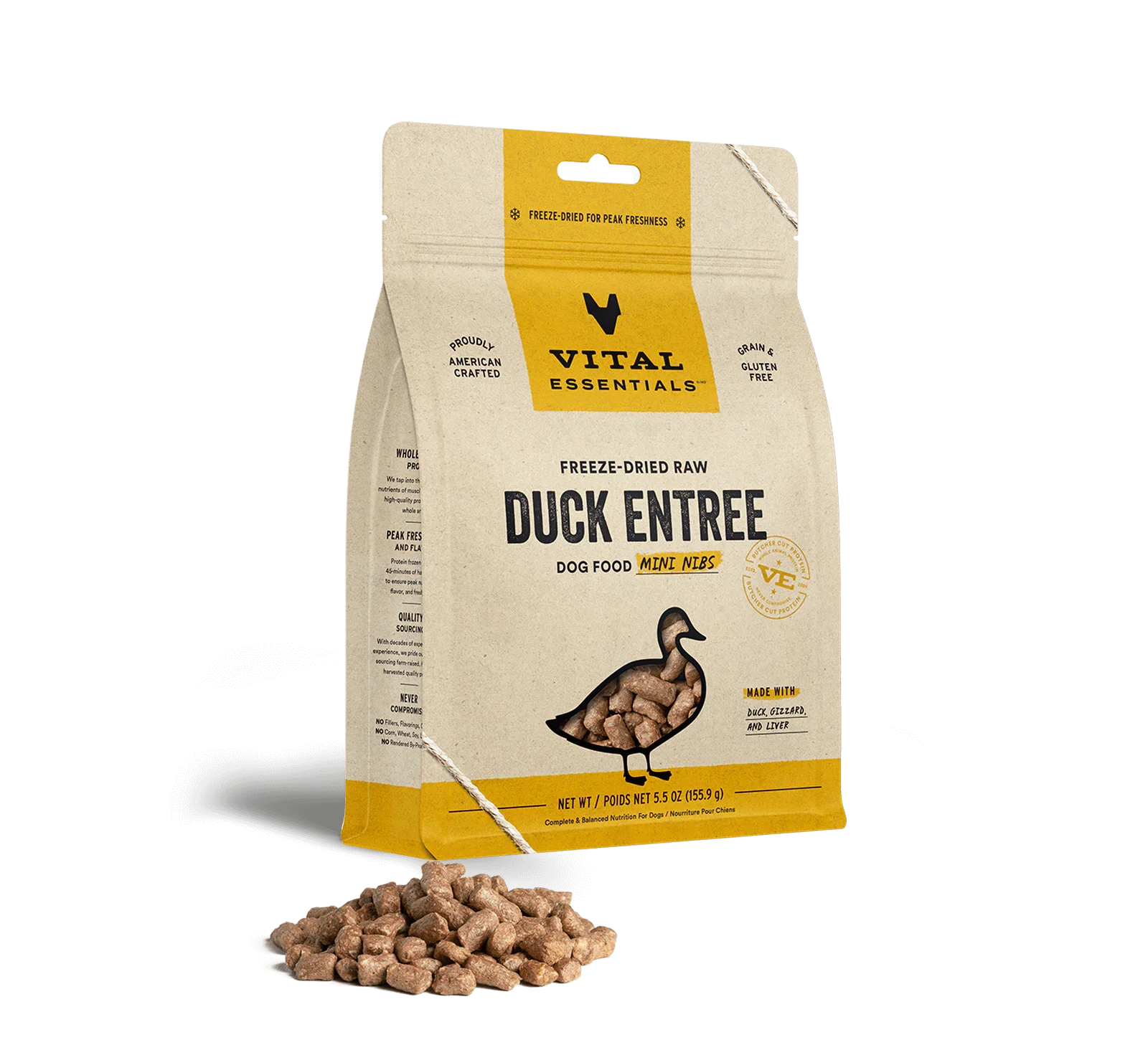 Vital Essentials Dog Freeze-Dried Mini Nibs Duck 5.5oz. Default Title