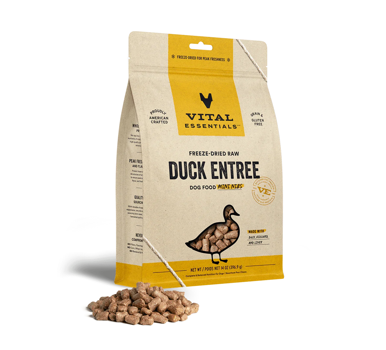 Vital Essentials Dog Freeze-Dried Mini Nibs Duck 14oz. Default Title