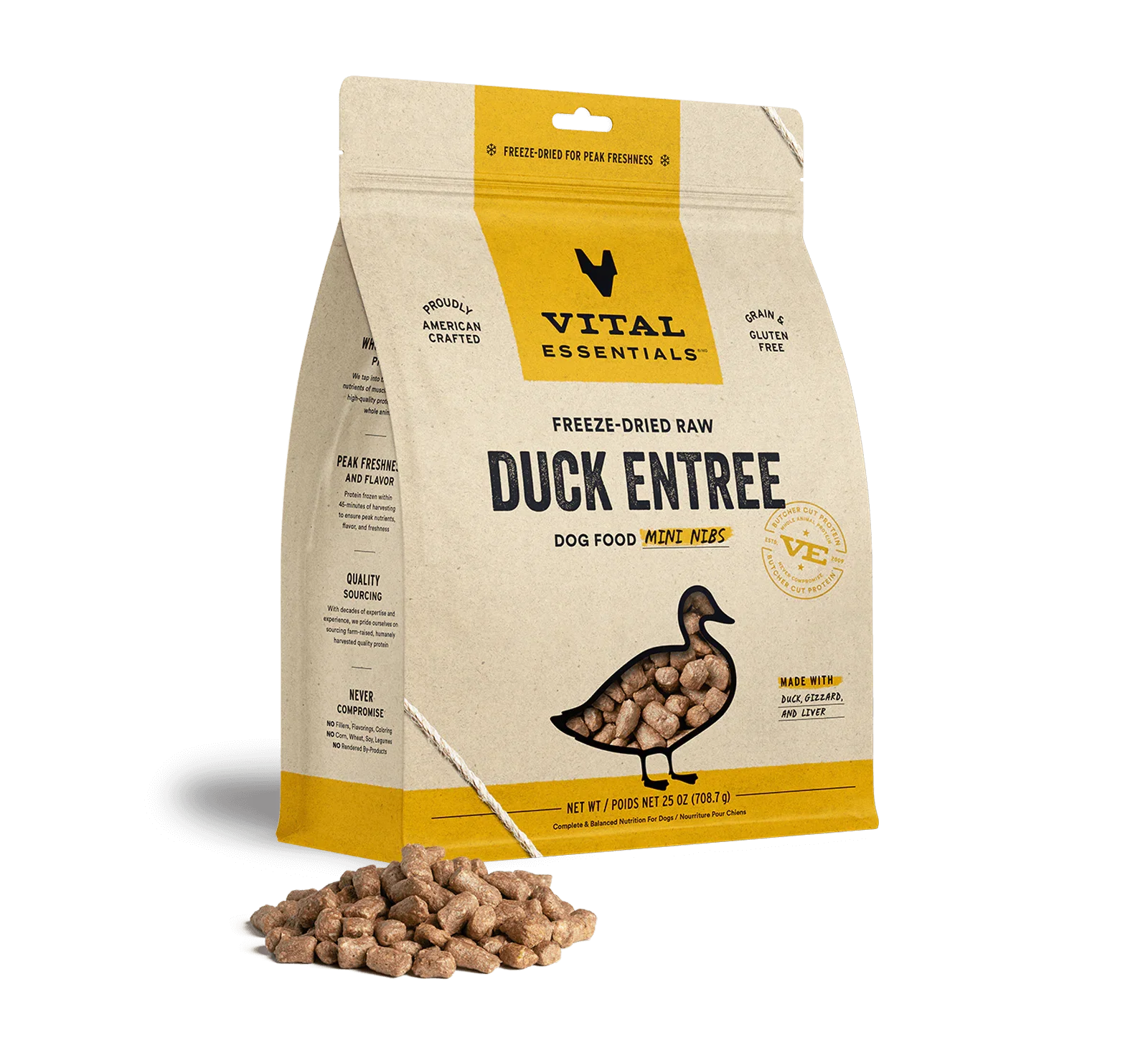 Vital Essentials Dog Freeze-Dried Mini Nibs Duck 25oz. Default Title