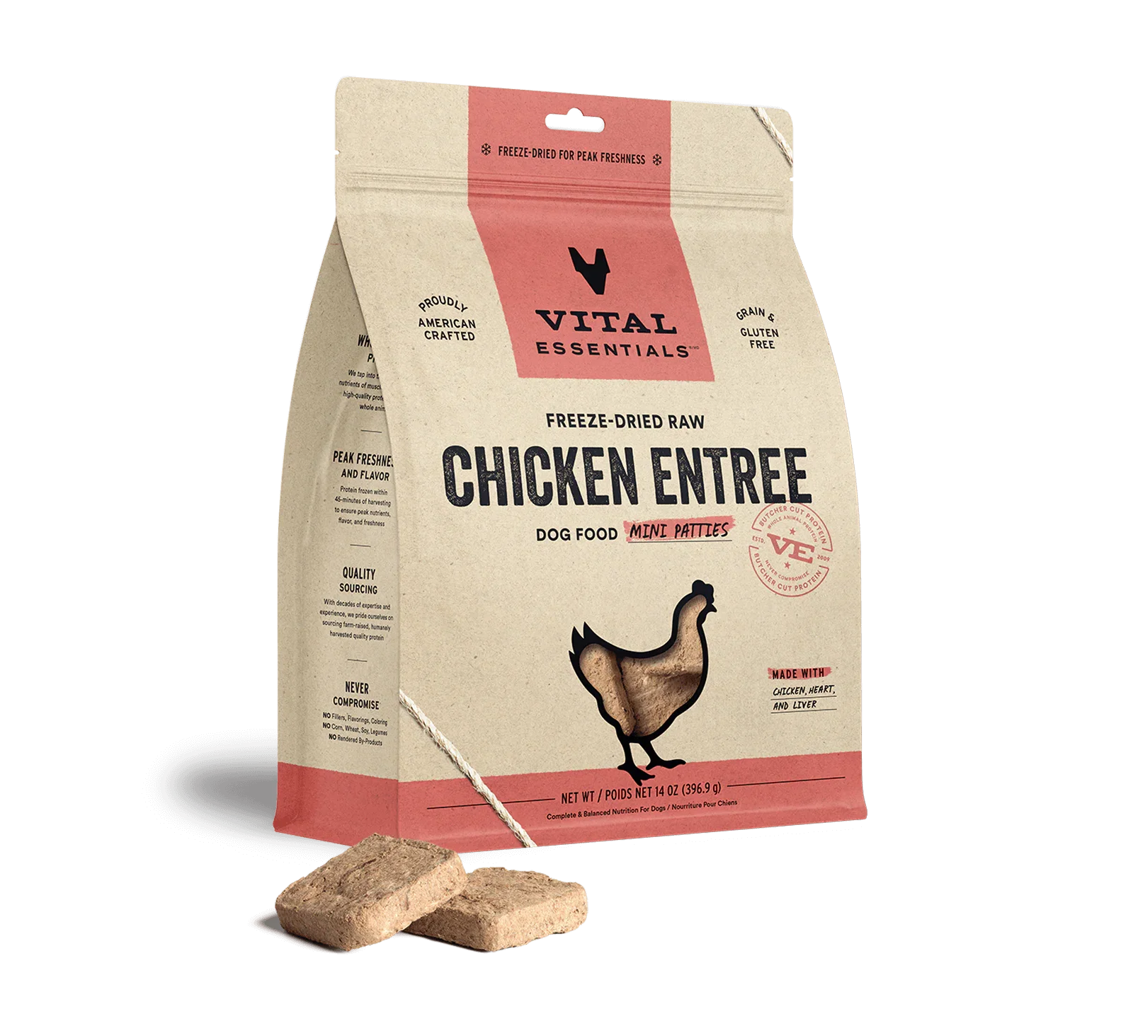 Vital Essentials Dog Freeze-Dried Mini Patties Chicken 14oz. Default Title