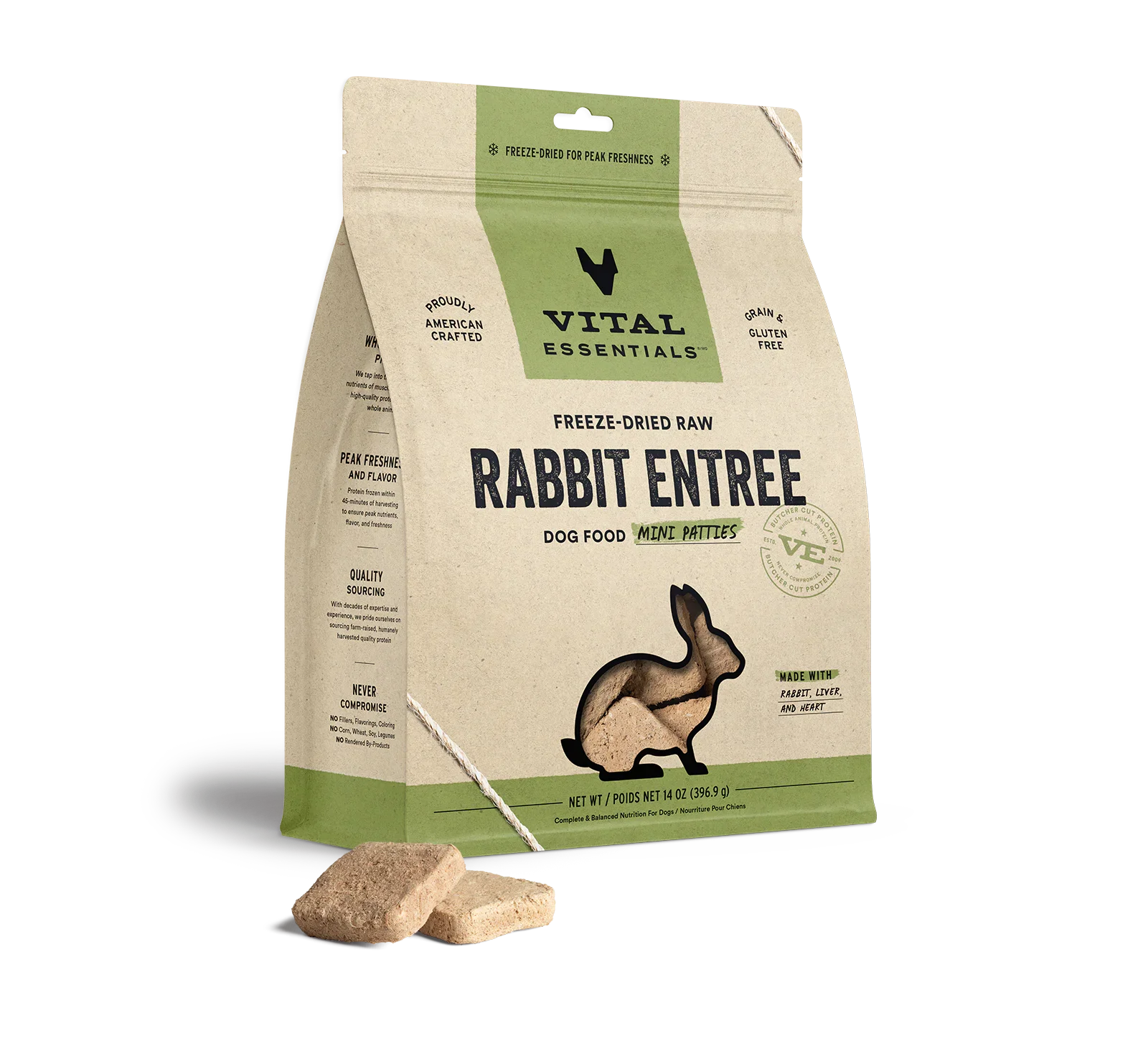Vital Essentials Dog Freeze-Dried Mini Patties Rabbit 14oz. Default Title