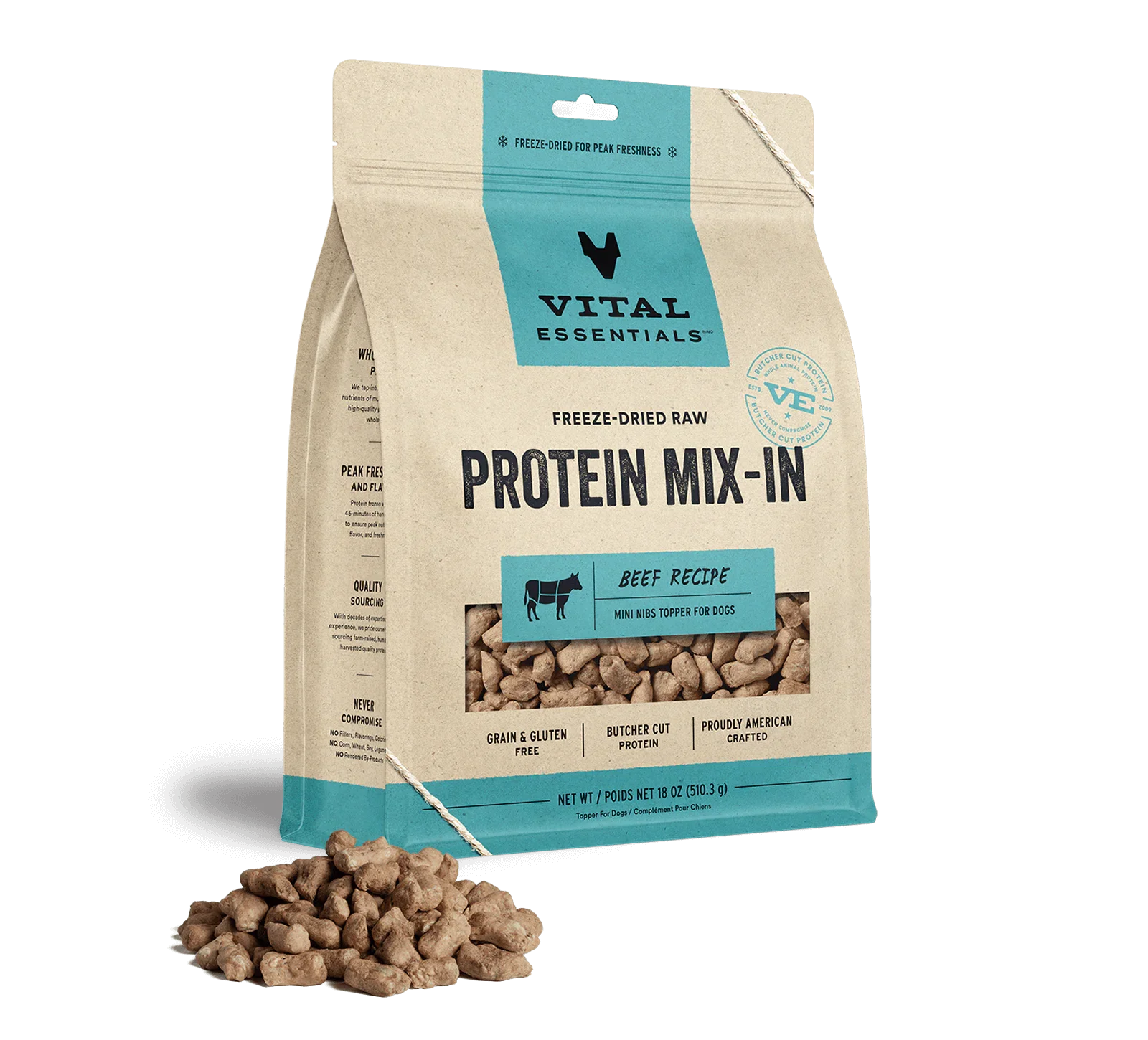 Vital Essentials Dog Freeze Dried Topper Beef 18oz. Default Title