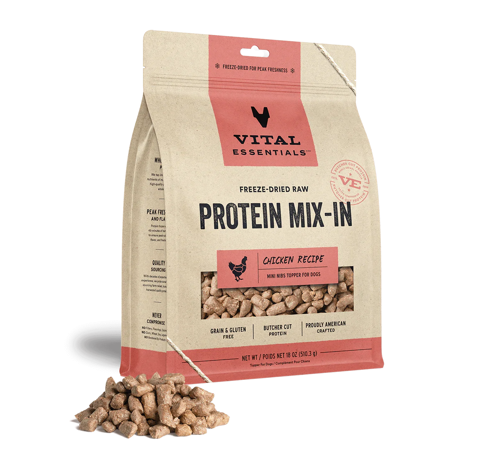 Vital Essentials Dog Freeze Dried Topper Chicken 18oz. Default Title