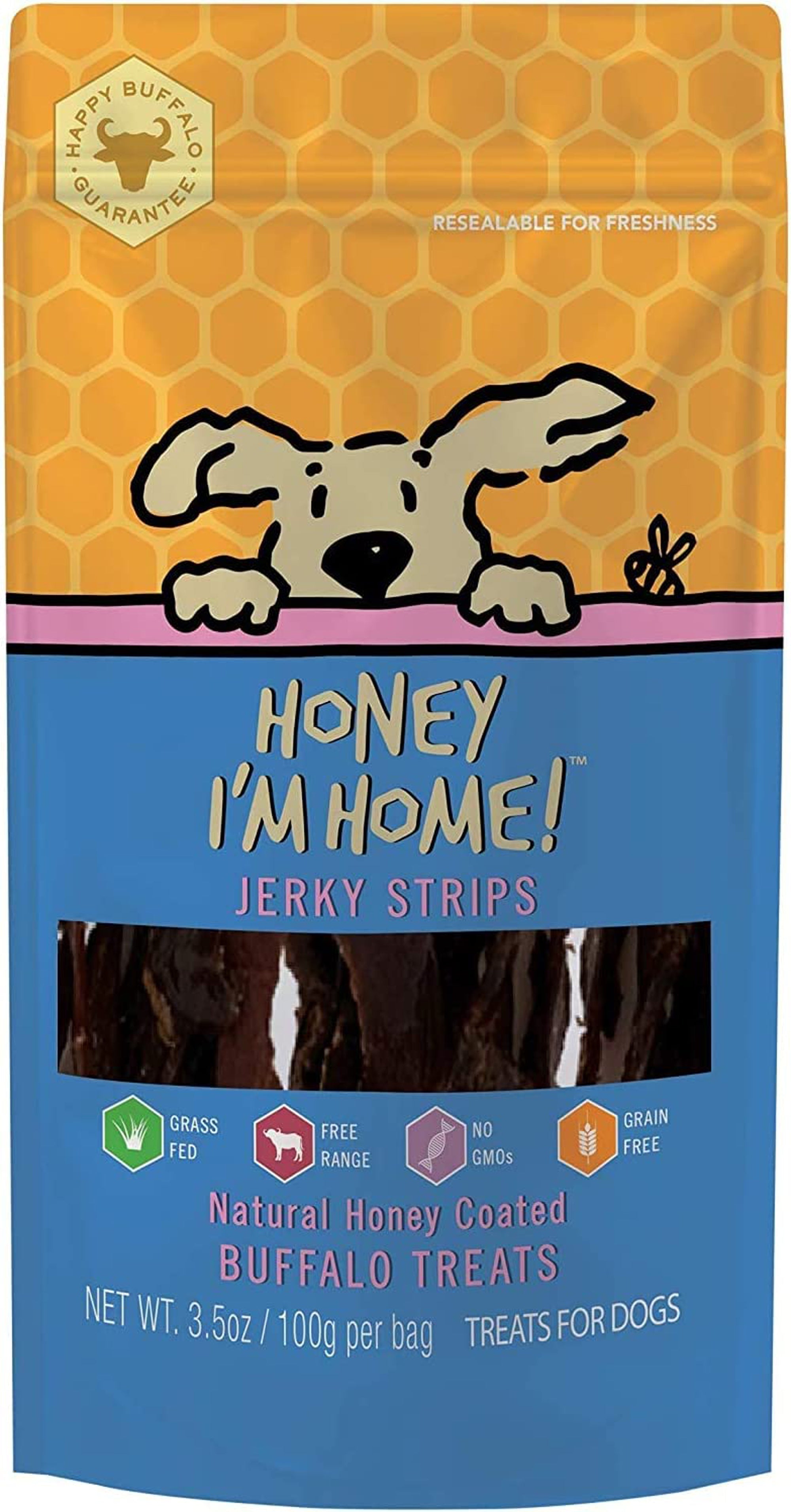 Honey I'm Home Dog Buffalo Jerky Strips 3.5oz.