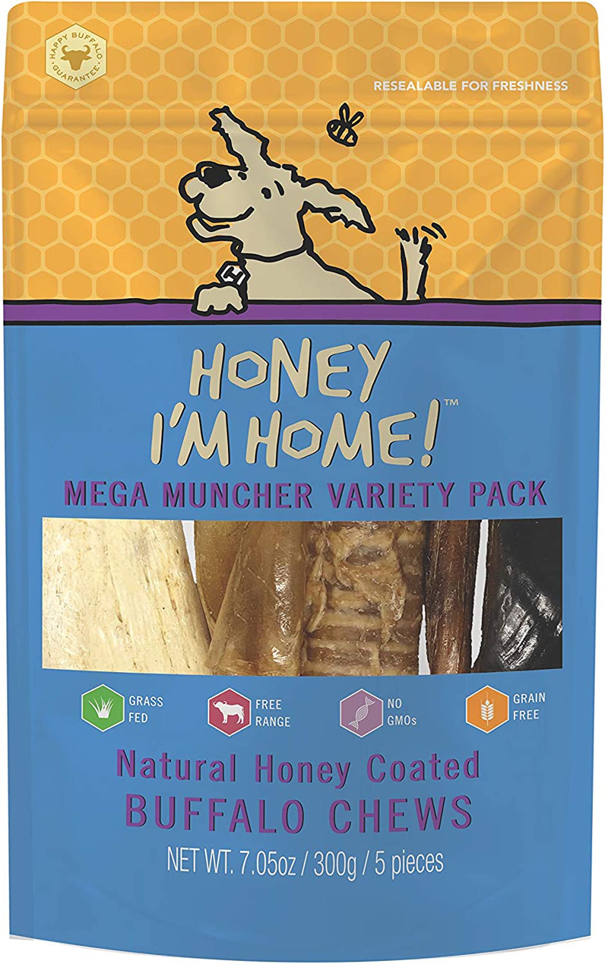 Honey I'm Home Dog Buffalo Mega Muncher Variety Pack