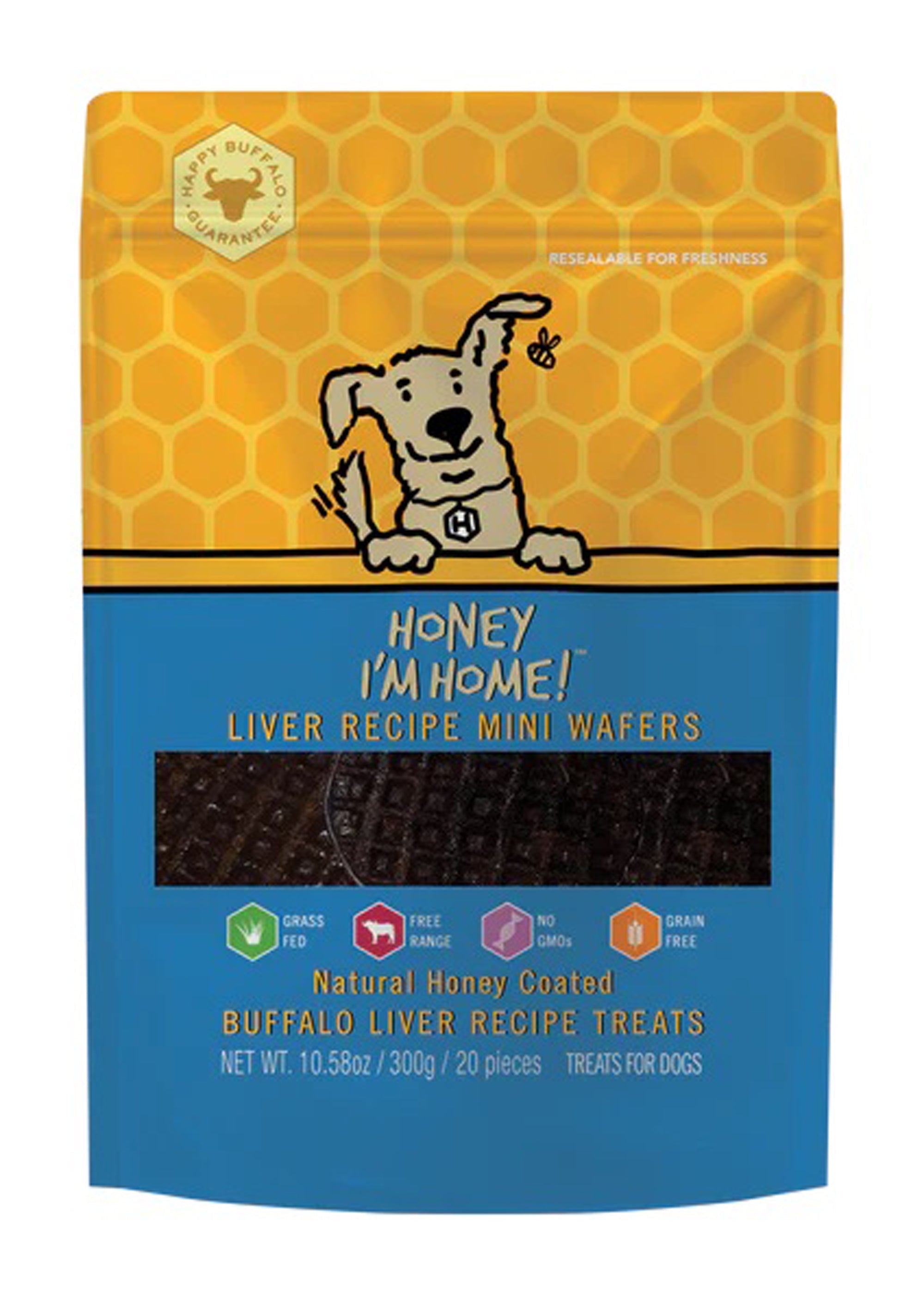 Honey I'm Home Dog Buffalo Liver Wafer Mini 20Pk