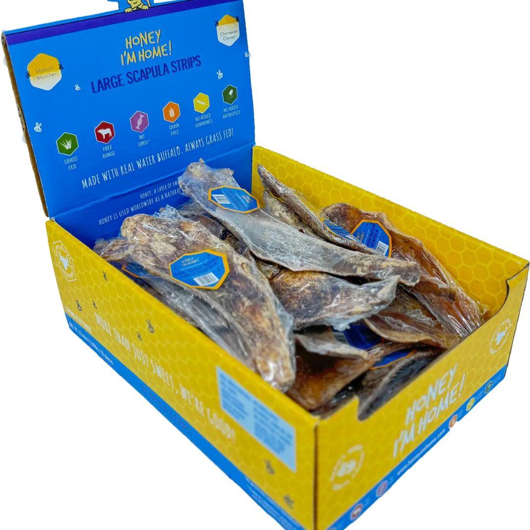 Honey I'm Home Dog Natural Water Buffalo Large Scapula Strips 35 ct.