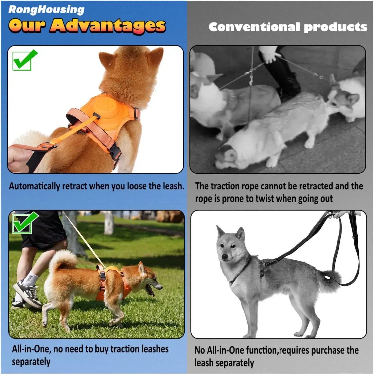 Practical Dog Harness and Retractable Leash Set