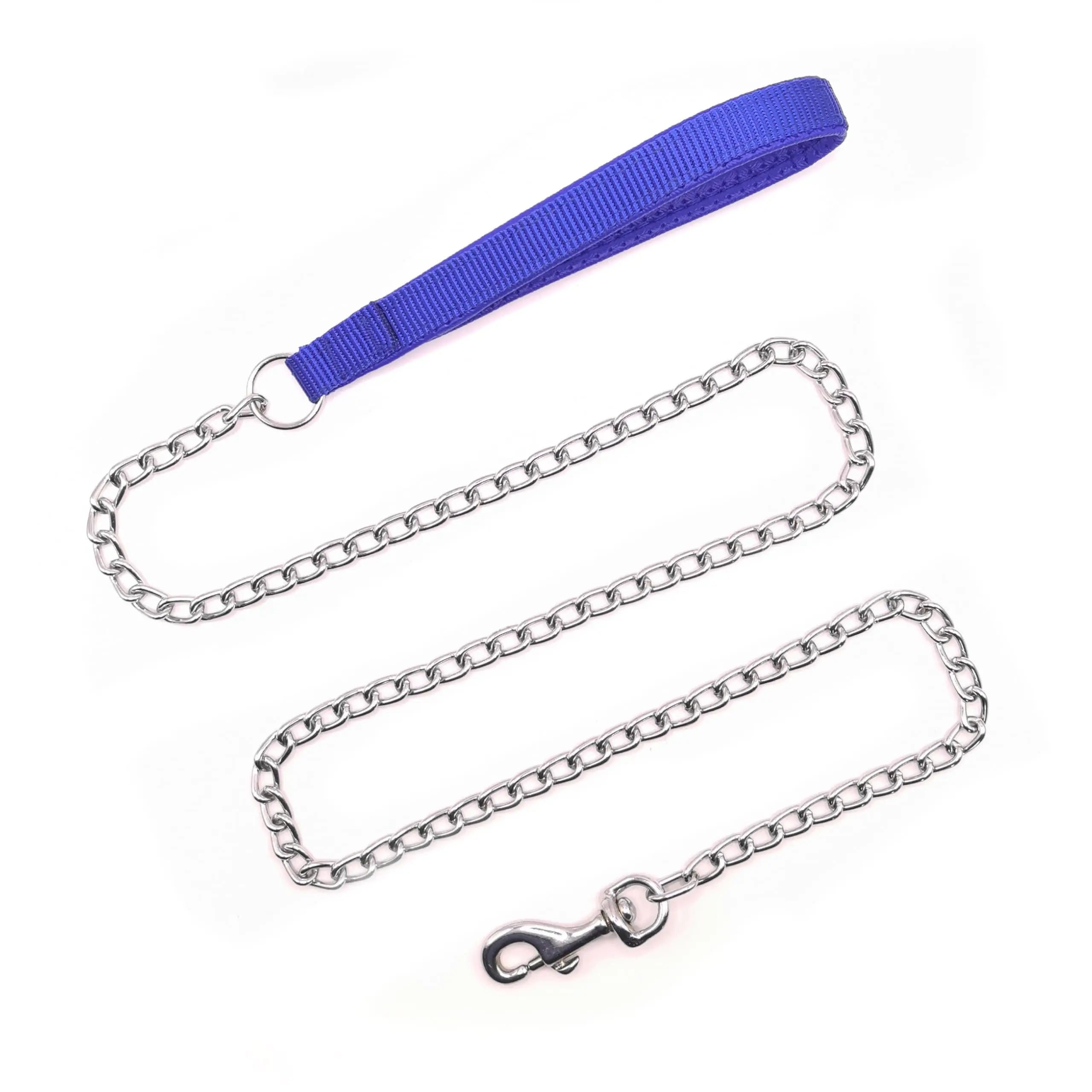 Durable Metal Dog Leashes for Large Dogs W/Blue Handle, 6 ft.