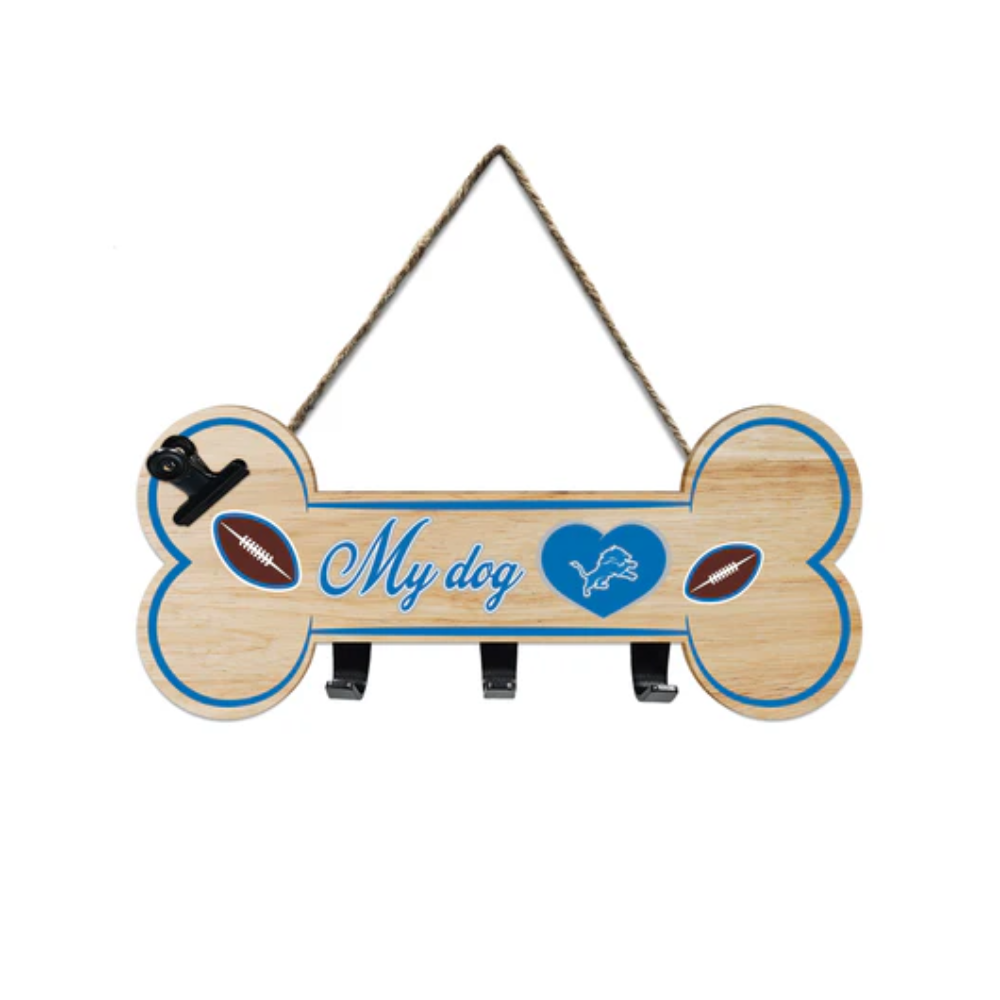Detroit Lions Bone Shape Sign with Hooks