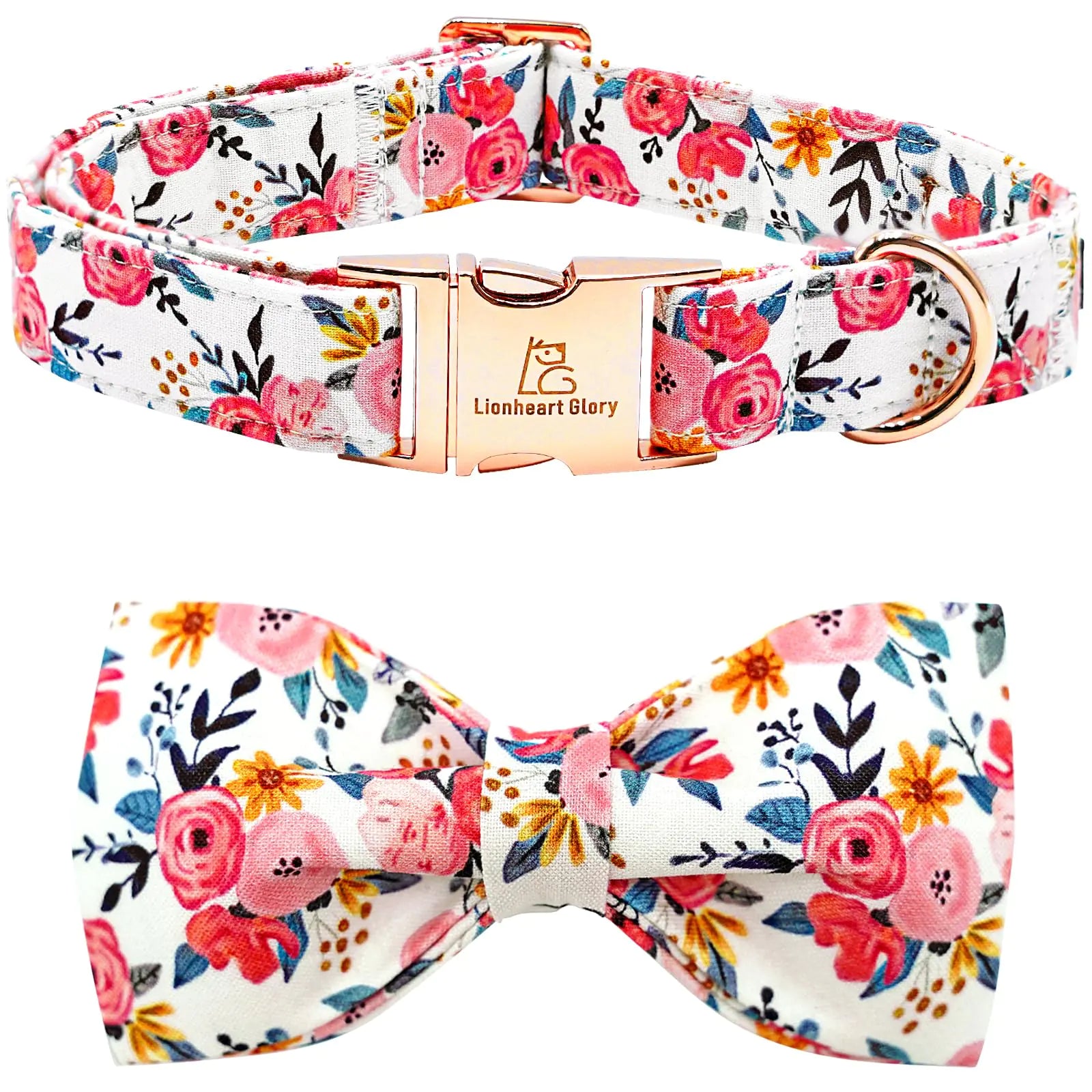 Floral Design Dog Collar W/ Bowtie, XS Dogs