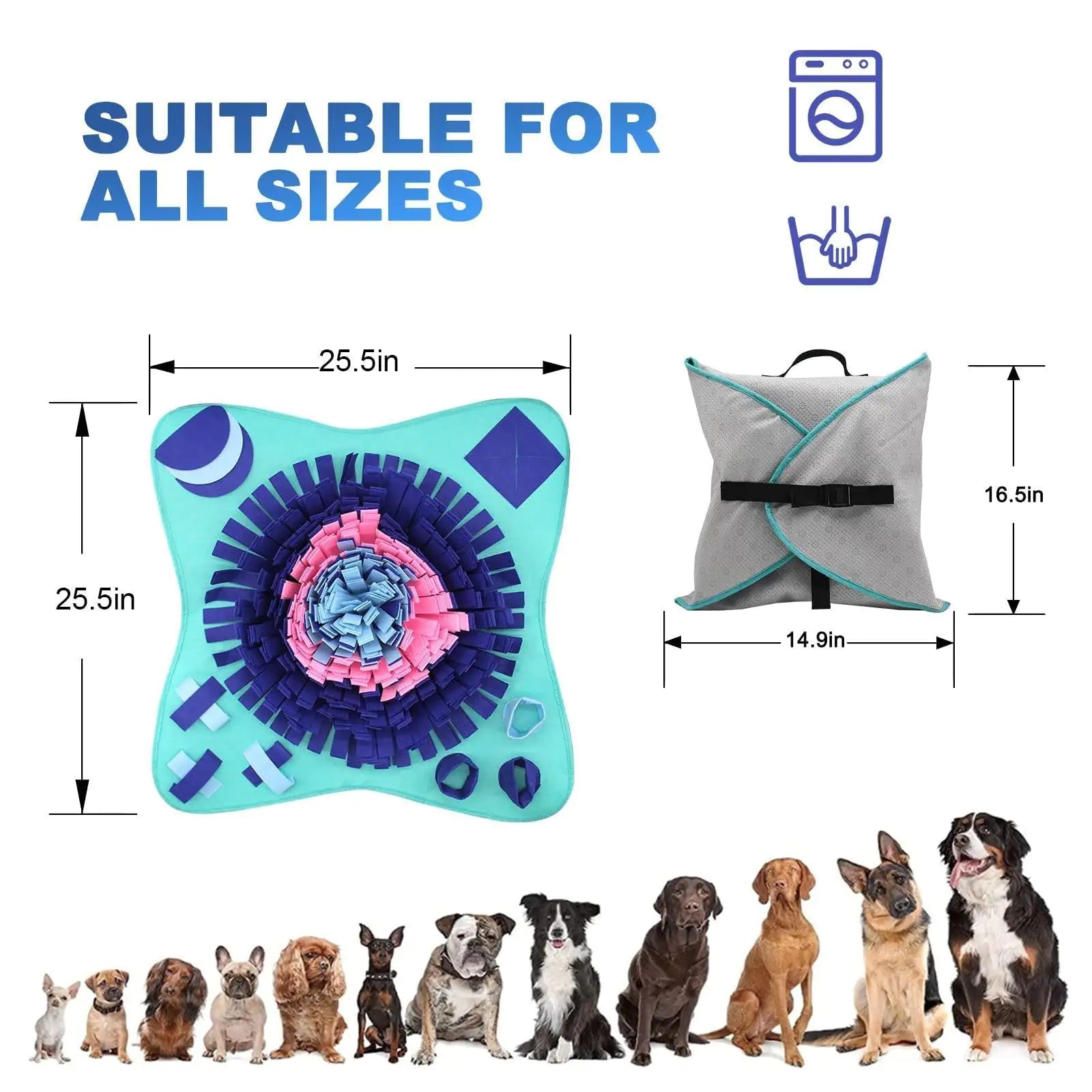 All Stages Interactive Snuffle Mat for Dogs, 25"x25"