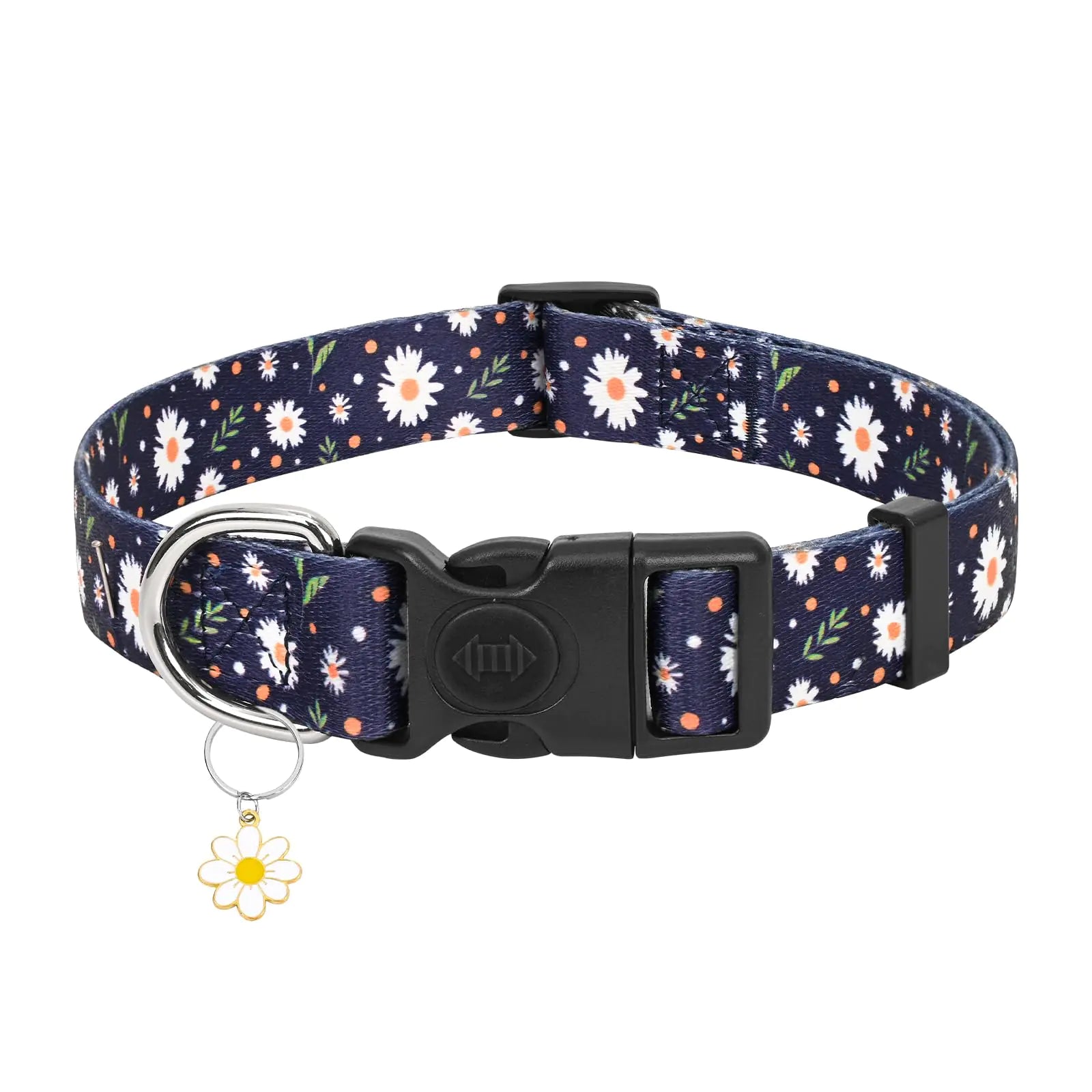 Floral Dog Collar W/Cute Charm, Adjustable for LG Dogs