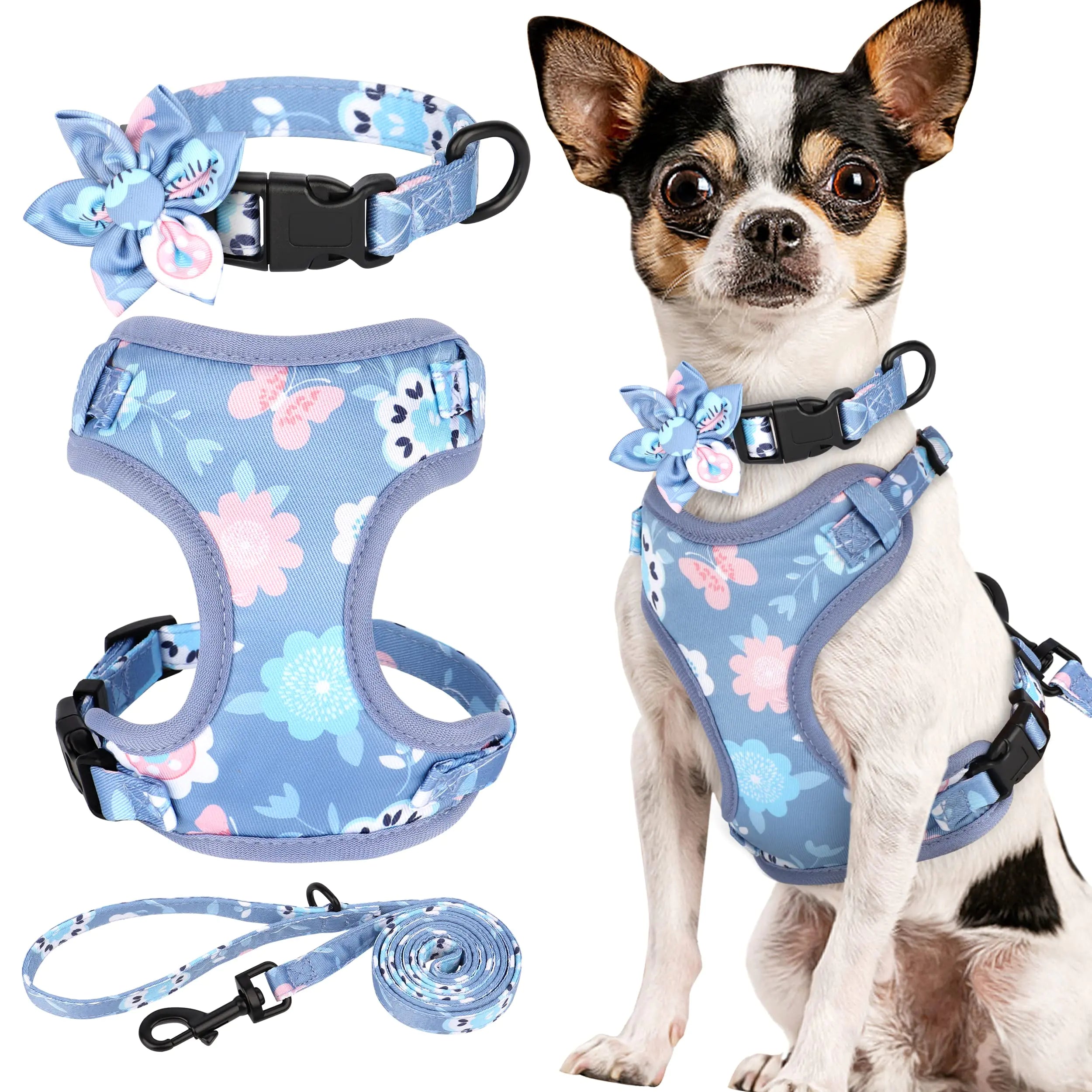 Super Cute Dog Collar, Harnesses & Leashes Set