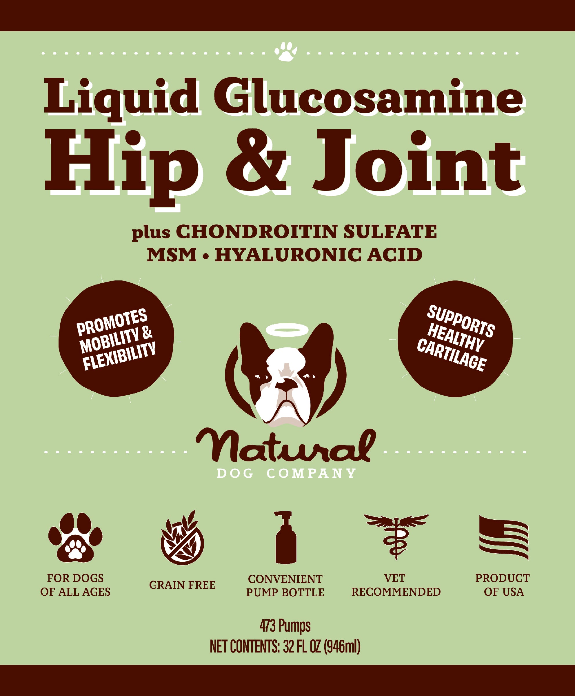 Hip & Joint Glucosamine Oil 16 oz. w/pump