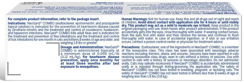Rx Nexgard Combo Topical for Cats, 5.6-16.5lbs, Single