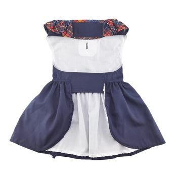 PRE-ORDER! Navy Dog Dress with Plaid Ruffles & Matching Leash (Available July 2025!)