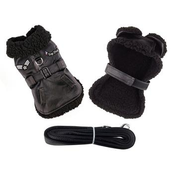 Luxurious Designer Faux Leather Harness Coat & Leash