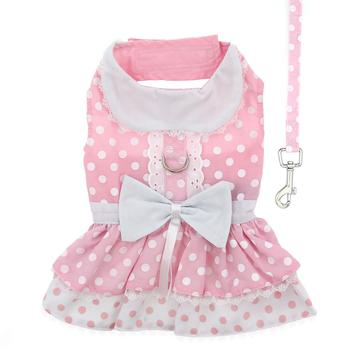 Polka Dot and Lace Dog Dress with Matching Leash