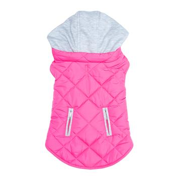 Quilted Dog Hoodie Vest - Pink