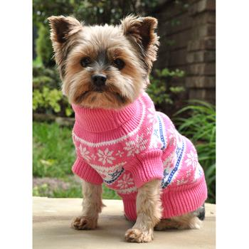 Pink Snowflakes & Hearts Dog Sweater