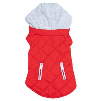 Quilted Dog Hoodie Vest - Red