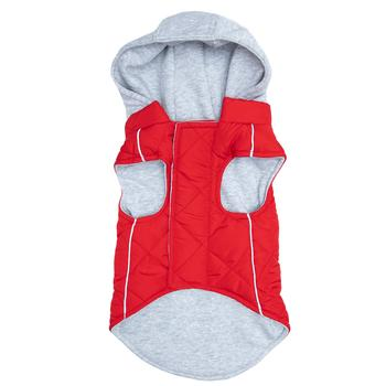 Quilted Dog Hoodie Vest - Red