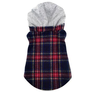Red & Black Plaid Flannel Hoodie Vest