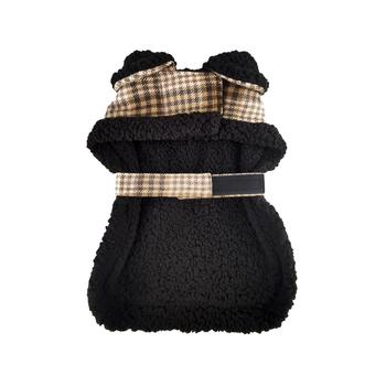 Brown & Black Plaid Sherpa-Lined Dog Coat/Harness & Leash Set