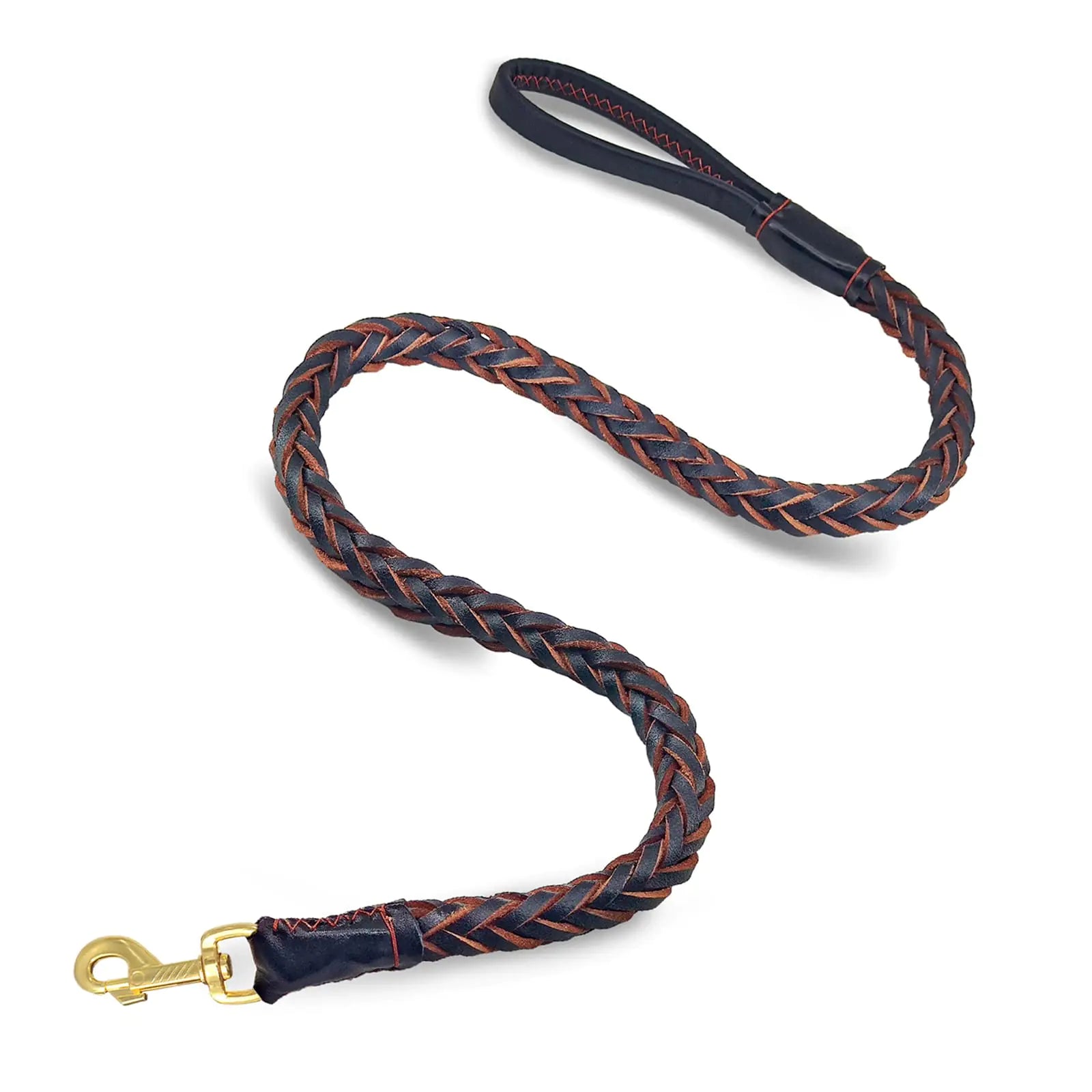Durable Braided Leather Training Leash for Medium to Large Dogs, 4 ft.