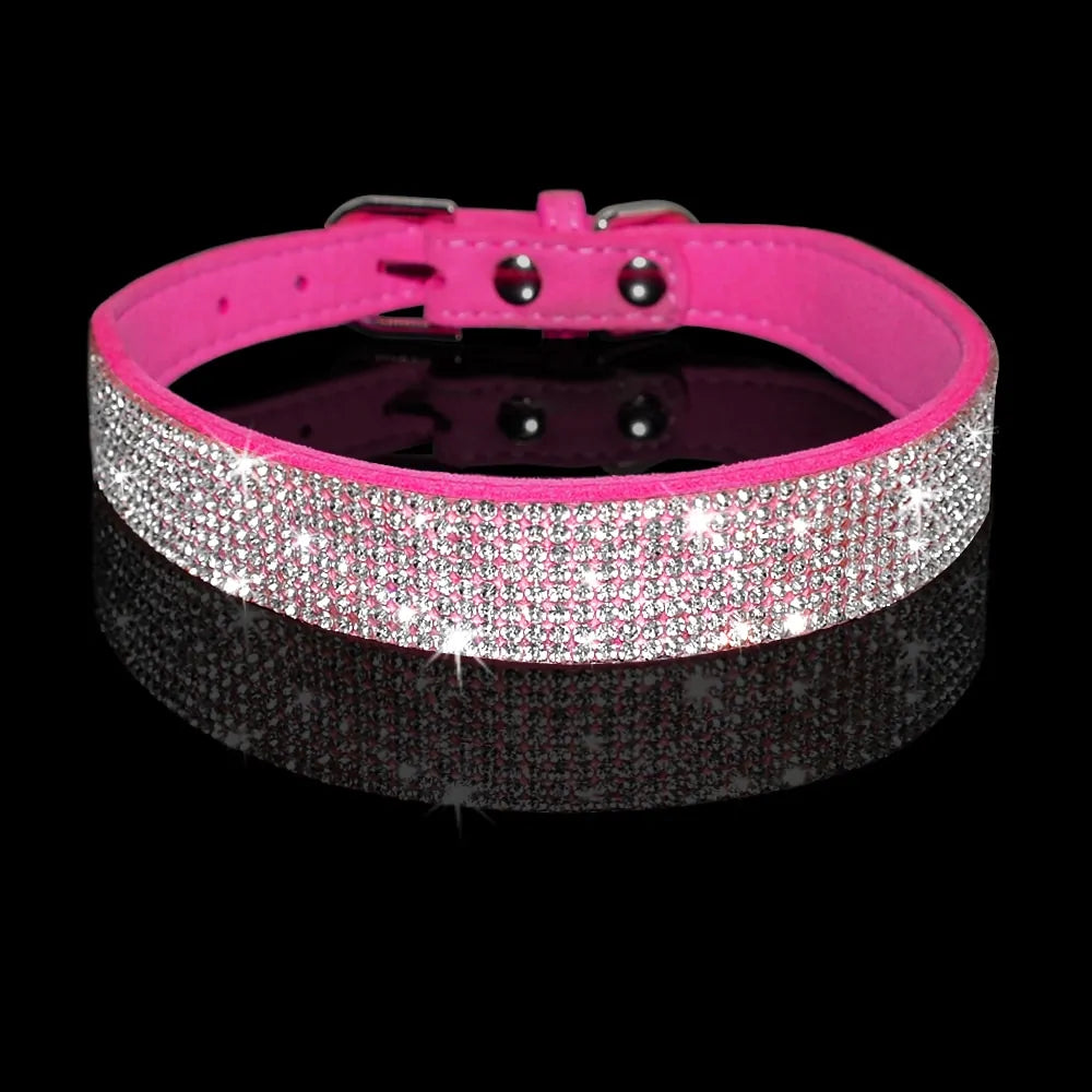 Bling Leather Dog Collar Leash Set