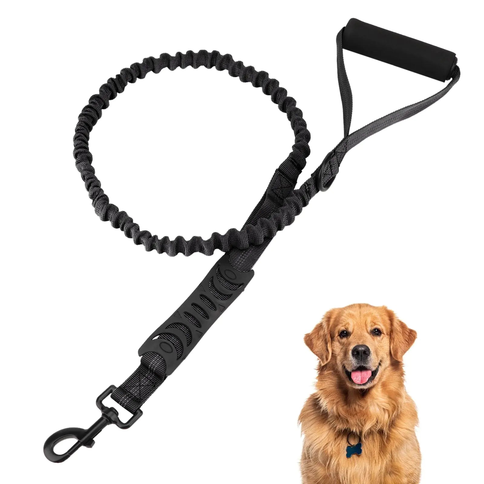 Tactical Heavy Duty Bungee Dog Leash 4-6 Ft., Black