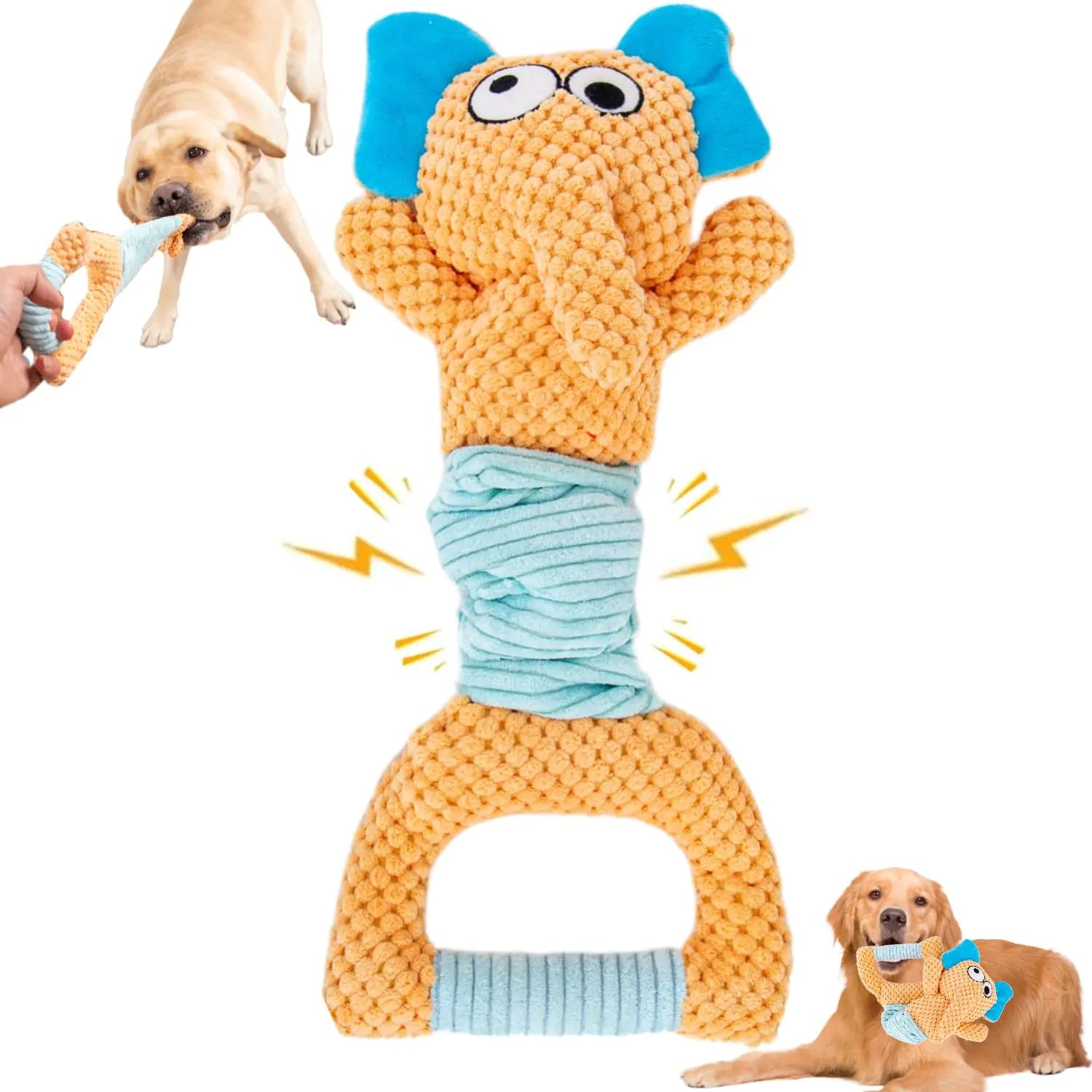 Plush Crinkle & Squeak Elephant Toy for Small, Medium & Large Dogs