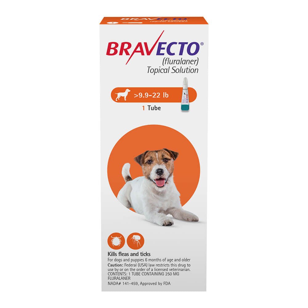 Rx Bravecto top Dog 250mg 9.9-22lbs x 1 tube