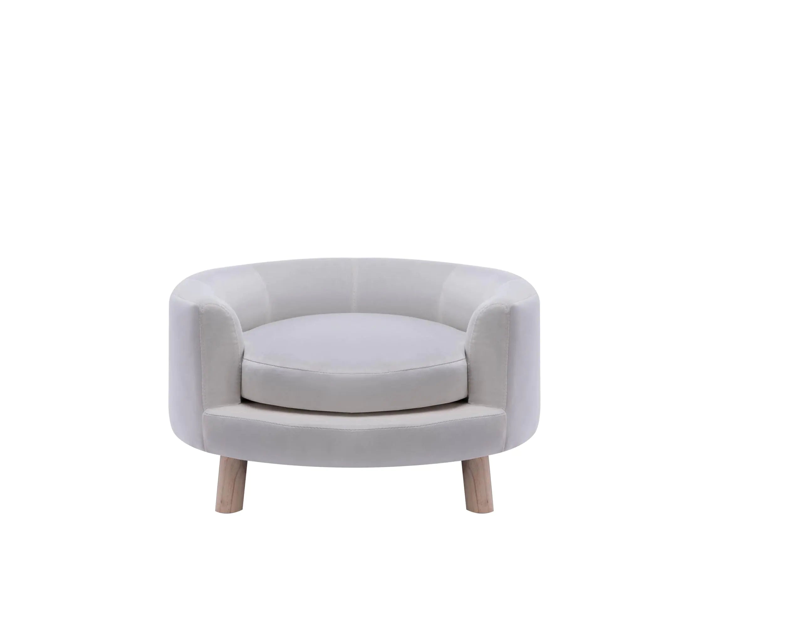 Faux-Velvet White Dog Couch