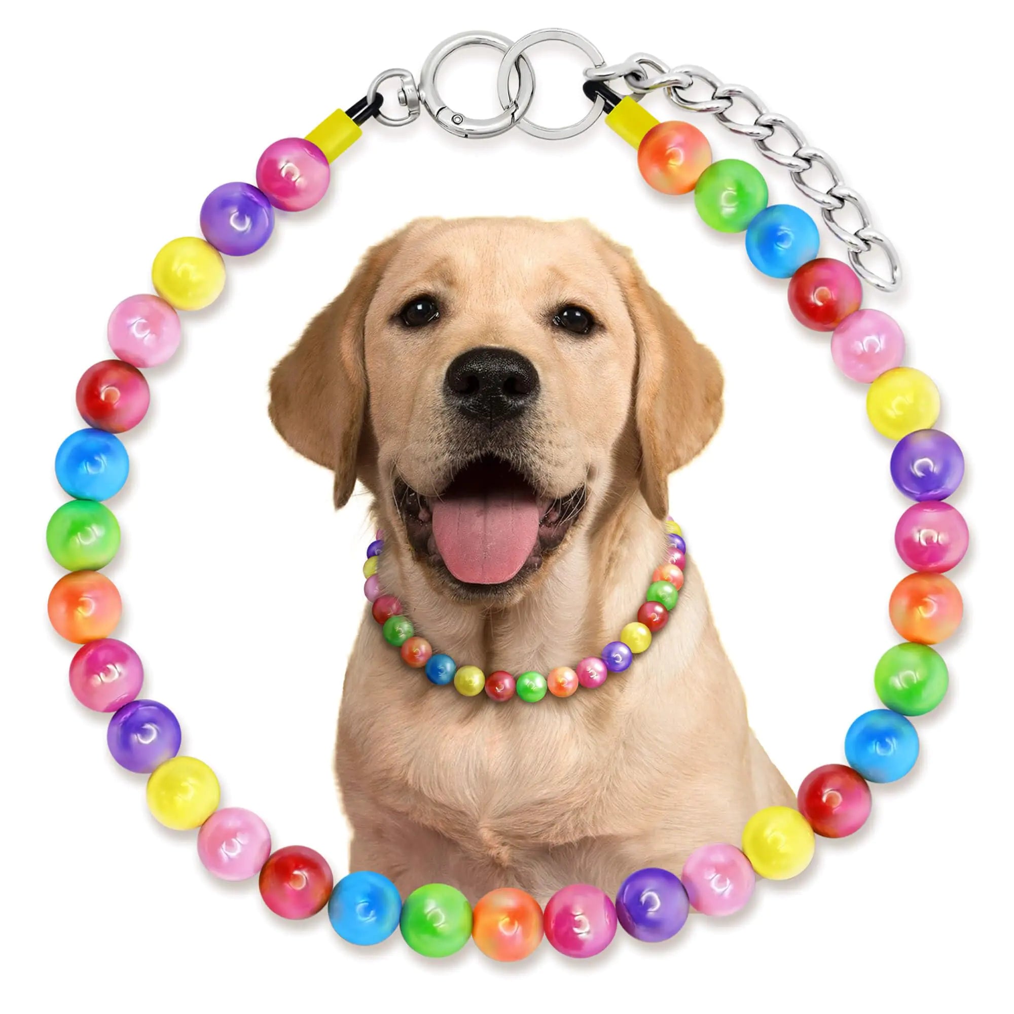 Handmade Rainbow Dog Necklace for Large Dogs