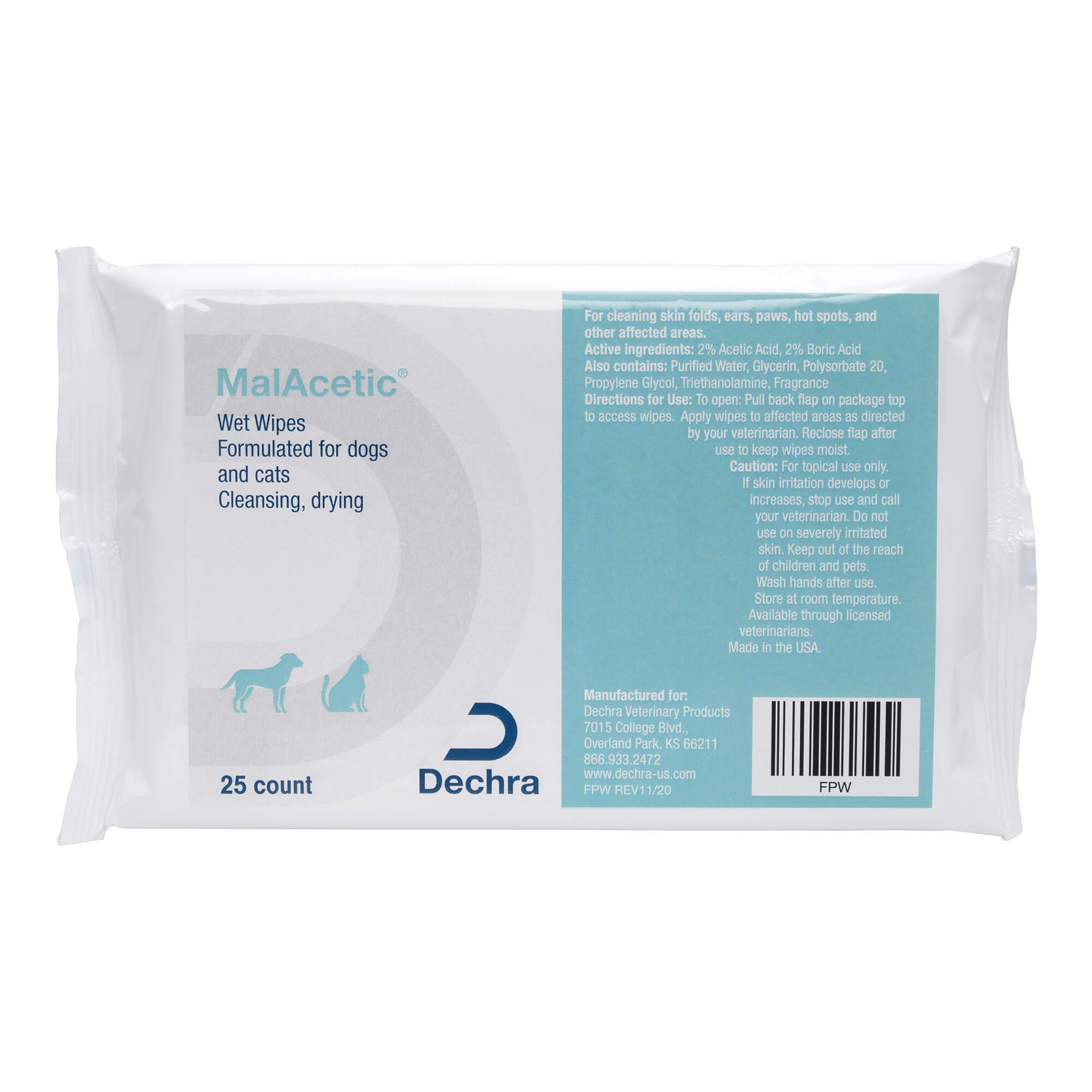 MalAcetic Wet Wipes for Dogs and Cats  25 Count