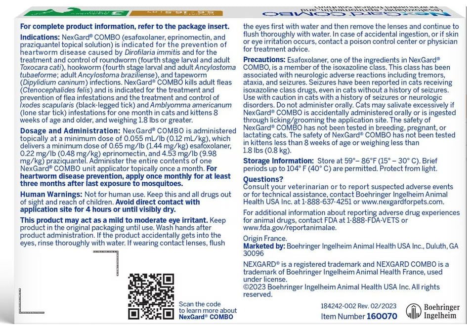 Rx Nexgard Combo Topical for Cats, 5.6-16.5lbs, 3pk