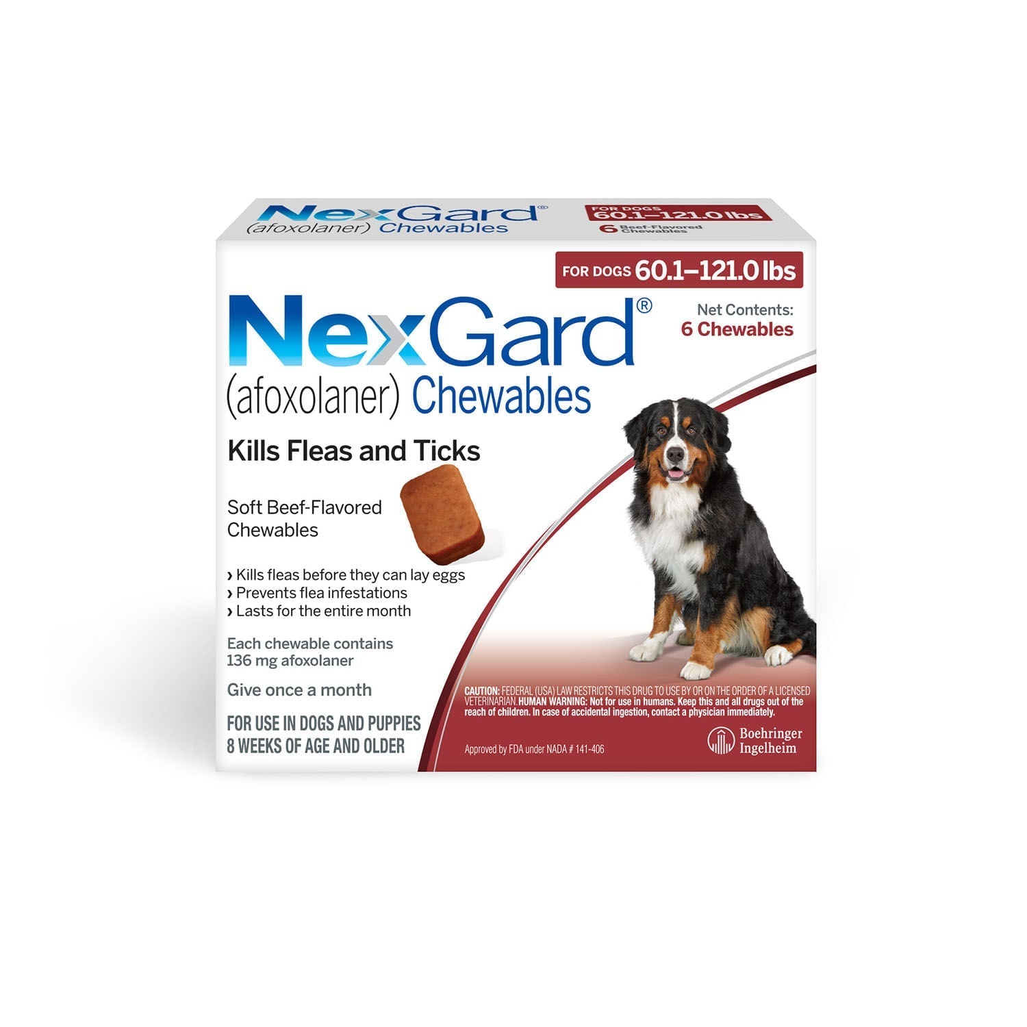 Rx NexGard Dog 60.1-121lb x 6 tablets