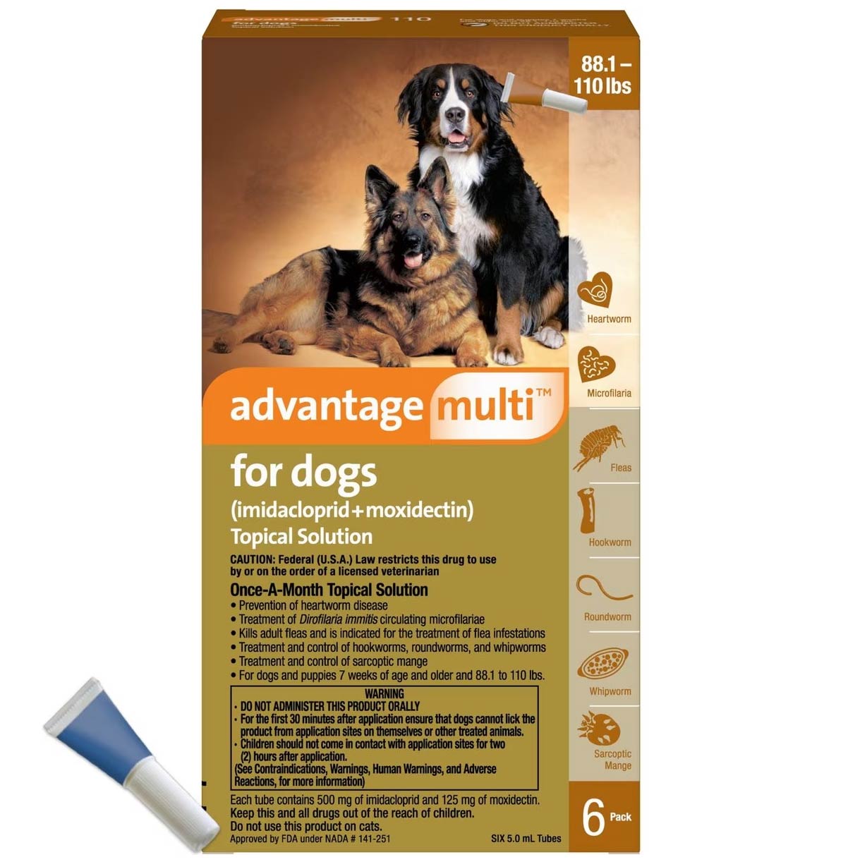 Rx Advantage Multi for Dogs 88.1-110 lbs (Brown) x 6 month