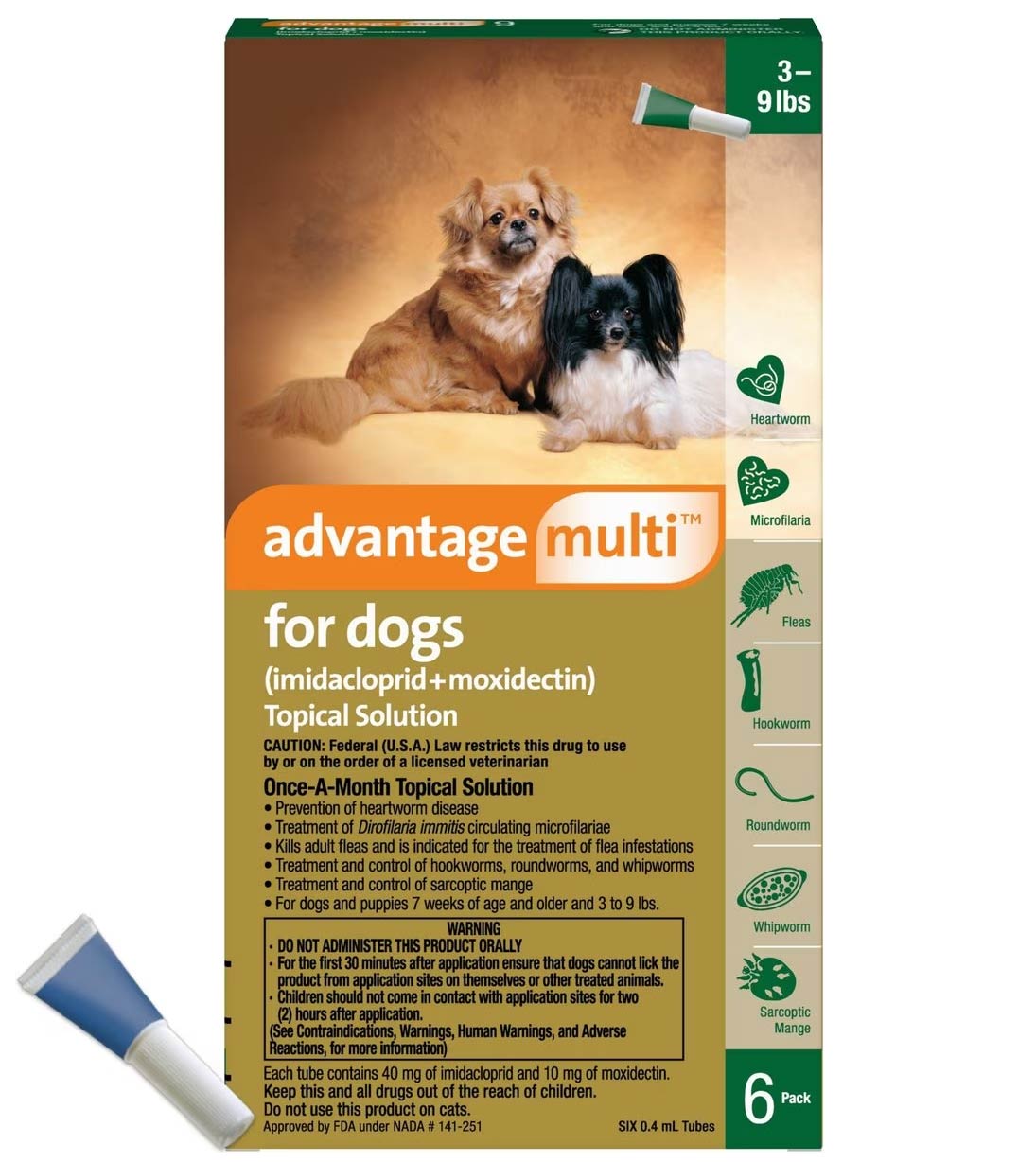 Rx Advantage Multi for Dogs 3-9 lbs (Green) x 6 month