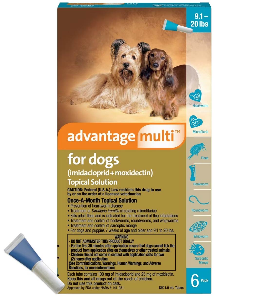 Rx Advantage Multi for Dogs 9.1-20 lbs (Teal) x 6 month
